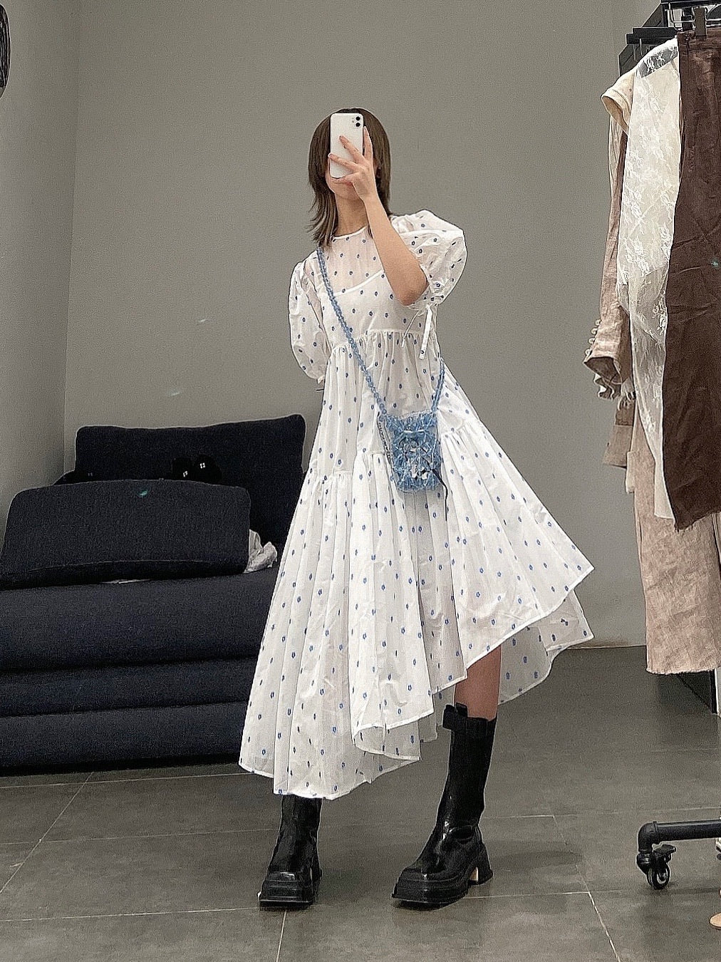 MING MA SS21 DR05-BLJAC  asymmetric jacquard one-piece dress (with petticoat) - Image 8