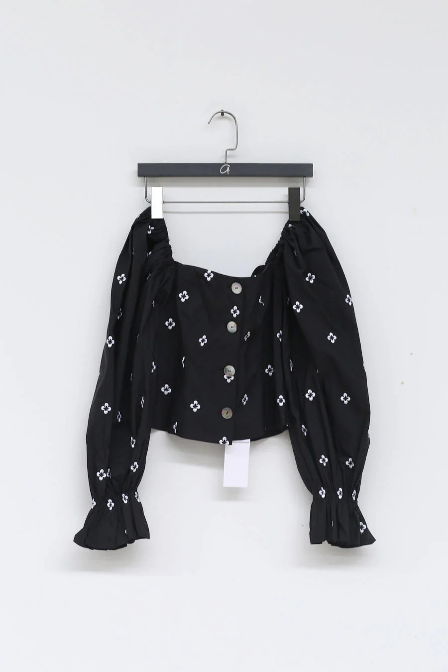 MING MA TO11-BKCN  embroidered puff sleeve top - Image 12