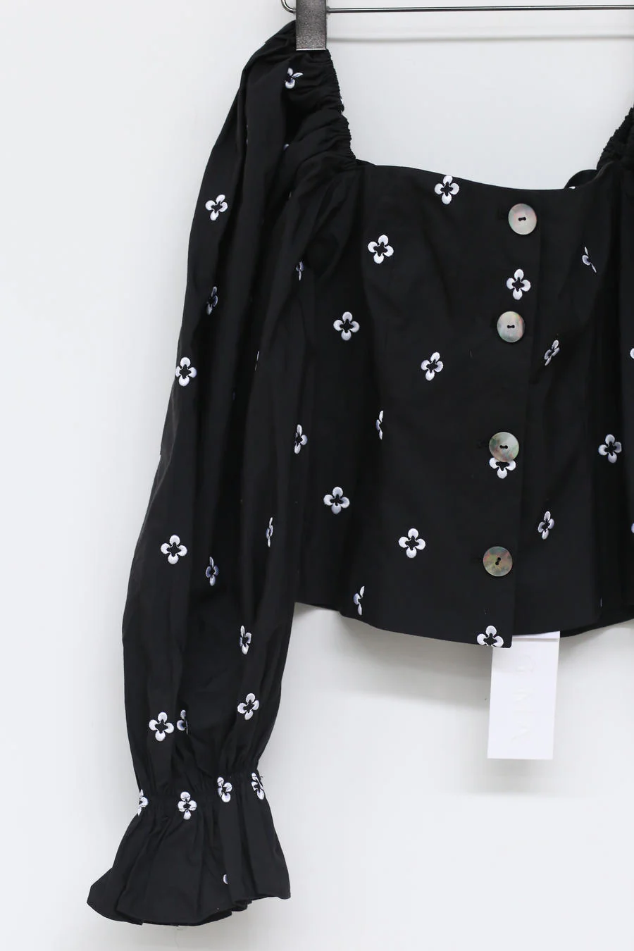 MING MA TO11-BKCN  embroidered puff sleeve top - Image 15
