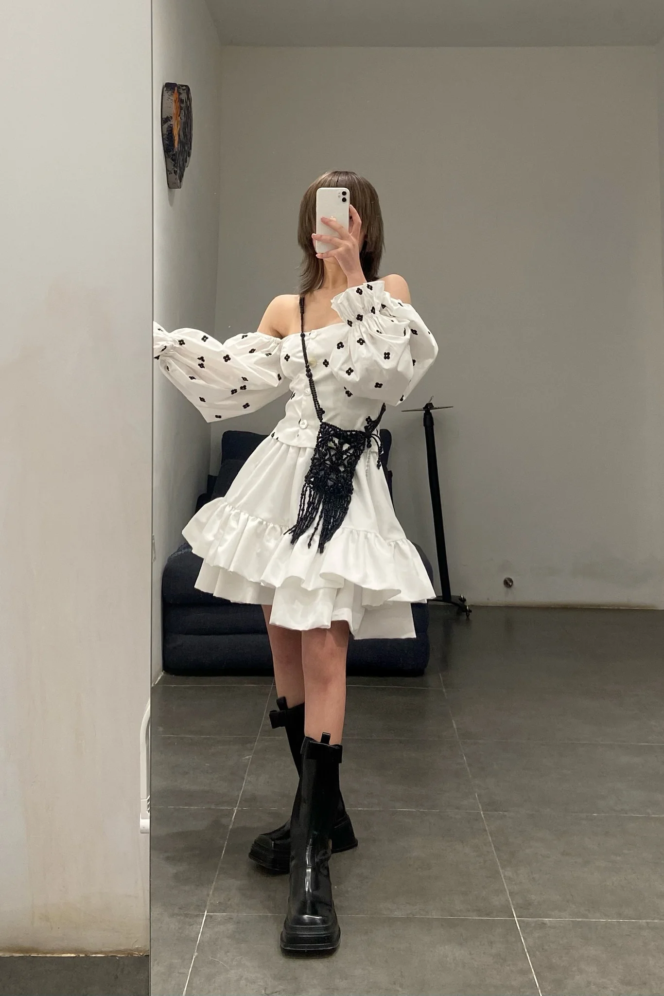 MING MA TO11-WTCT  embroidered puff sleeve top - Image 2