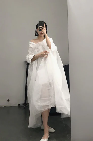 MM6 removable gauze lining dress S47294 100 - Image 5
