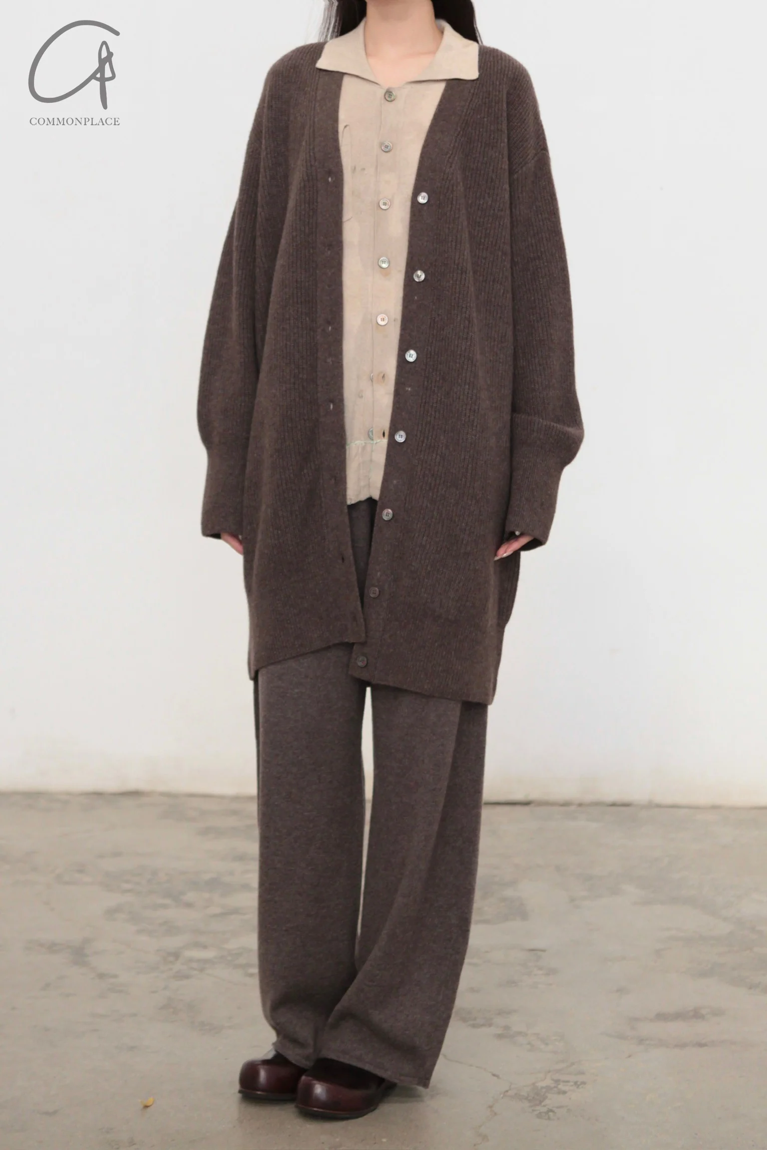 Mutedance 24 Autumn and Winter Button Cashmere Sweater MD-MD24FW126-BROWN MD24FW125 MD24FW126 - Image 3