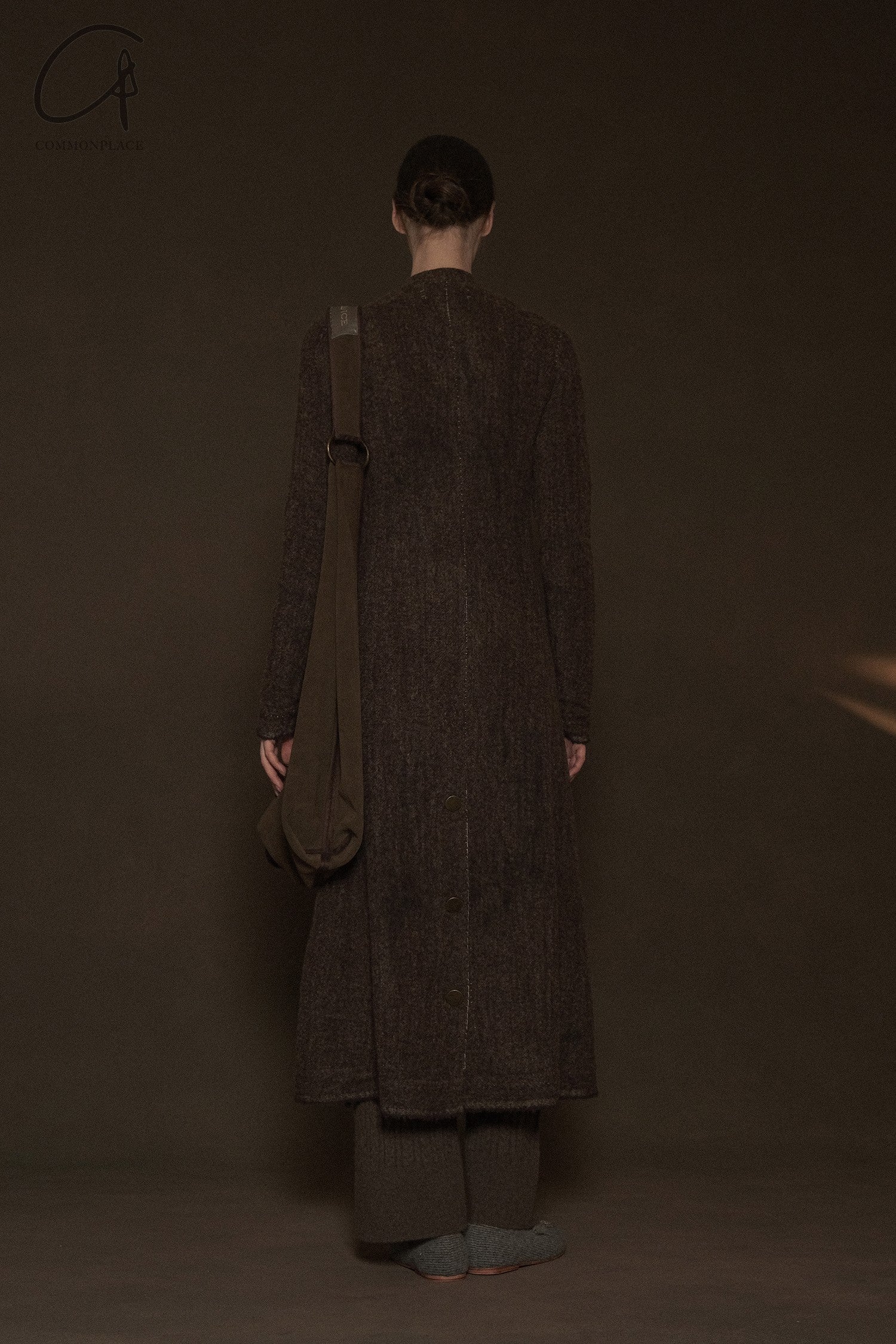 Mutedance 24 Autumn and Winter Button Slim Fit Wool Long Coat MD-MD24FW14-BROWN - Image 13