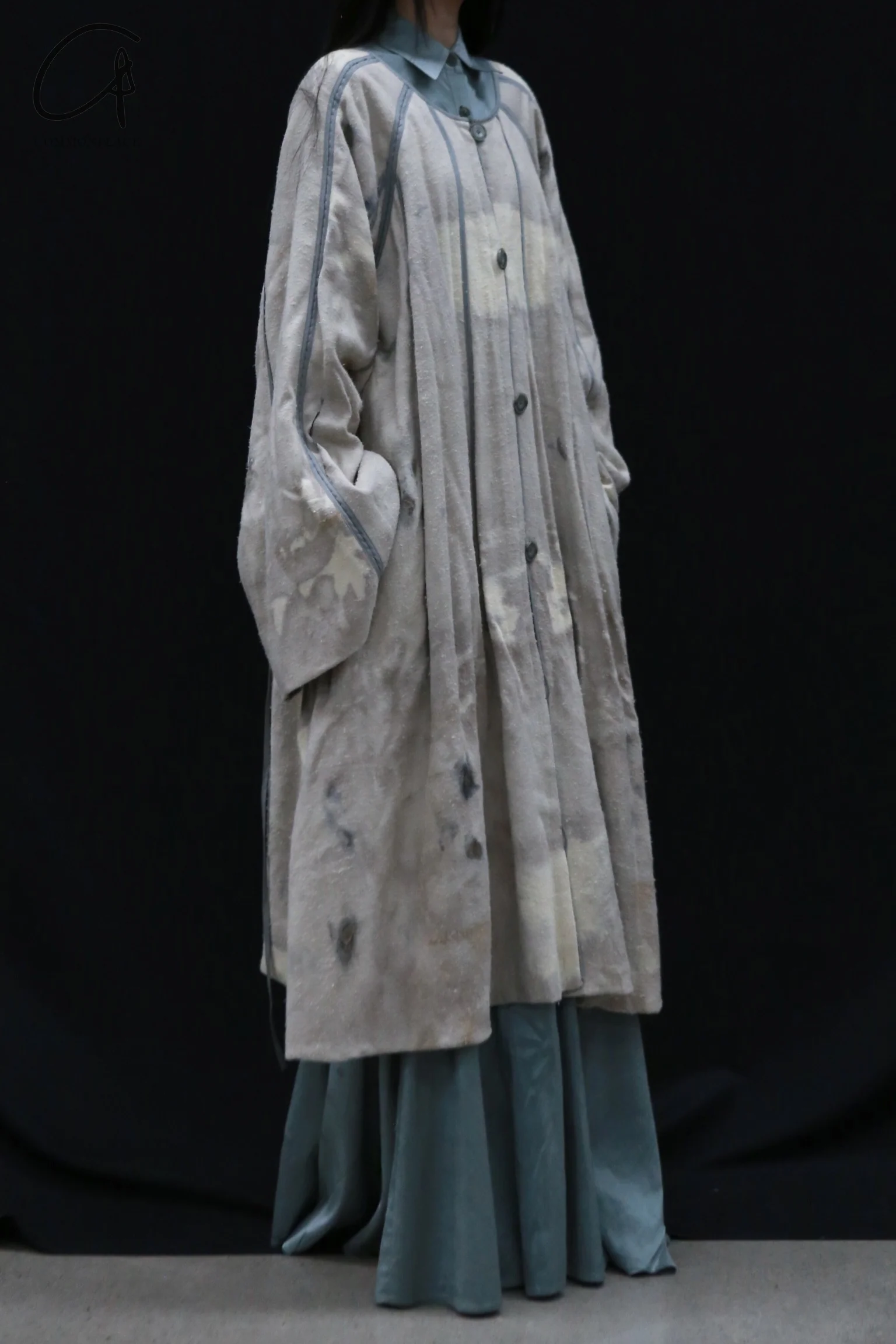 Mutedance 24 Autumn and Winter Loose Flower Dye Button Padded Jacket MD-MD24FW110-sand MD24FW110 MD24FW109 - Image 2