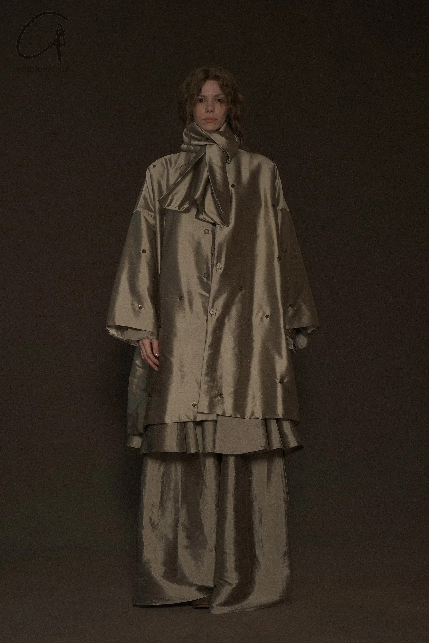 Mutedance 24 Autumn and Winter Loose Scarf Wool Silk Flower Dye Jacket MD-MD24FW27-gray MD24FW29 - Image 10