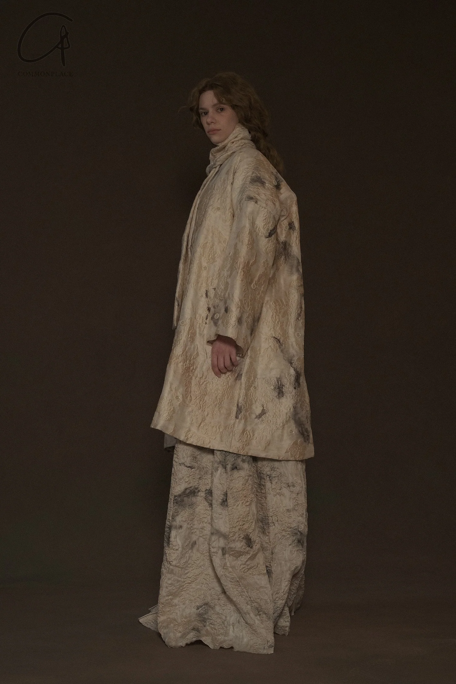 Mutedance 24 Autumn and Winter Loose Scarf Wool Silk Flower Dye Jacket MD-MD24FW29-hoary - Image 12