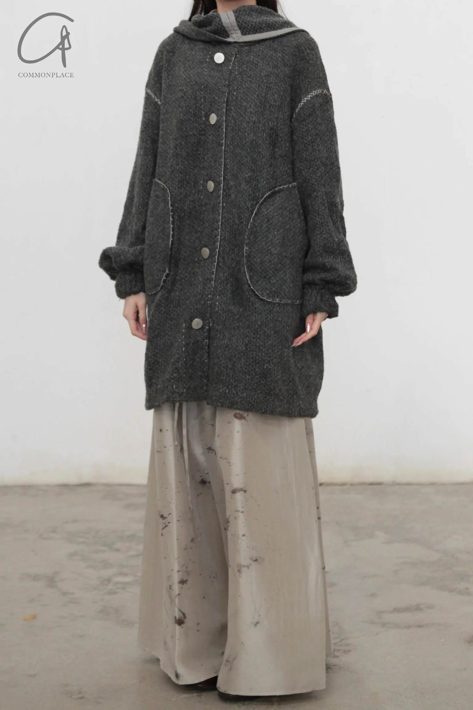 Mutedance 24 Autumn and Winter Scarf Button Jacket Series MD-MD24FW09-GRAY MD24FW07 - Image 4
