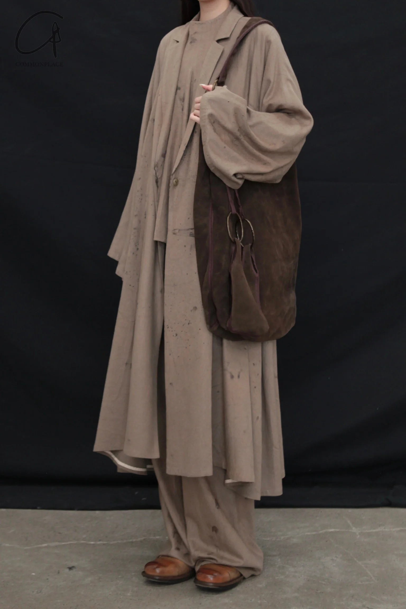 Mutedance 24 Autumn and Winter Single Button Long Coat MD-MD24FW46-CELADON - Image 4