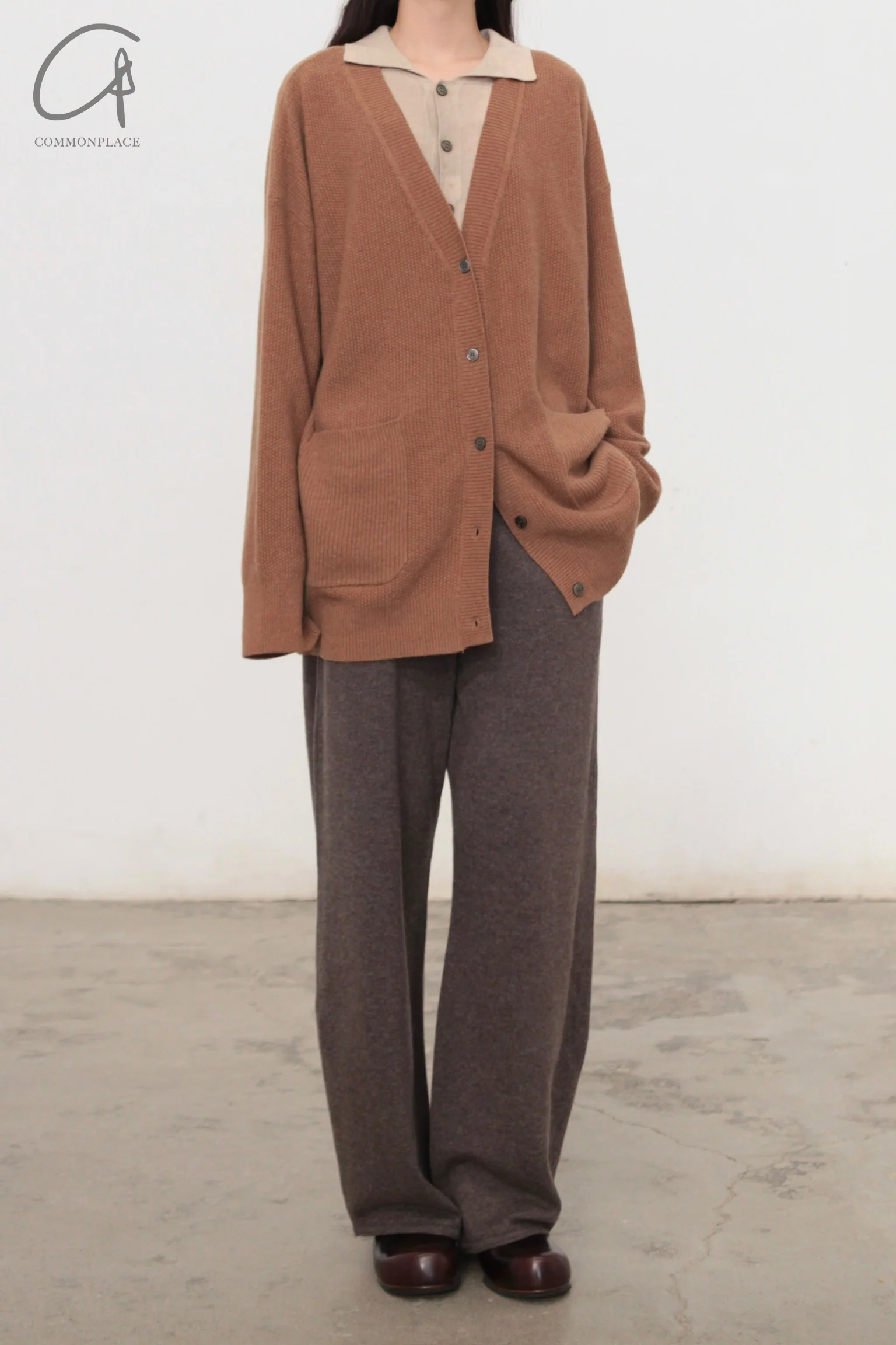 Mutedance 24 Autumn and Winter V-neck cashmere top series MD-MD24FW124-BROWN MD24FW123 MD24FW124 - Image 4