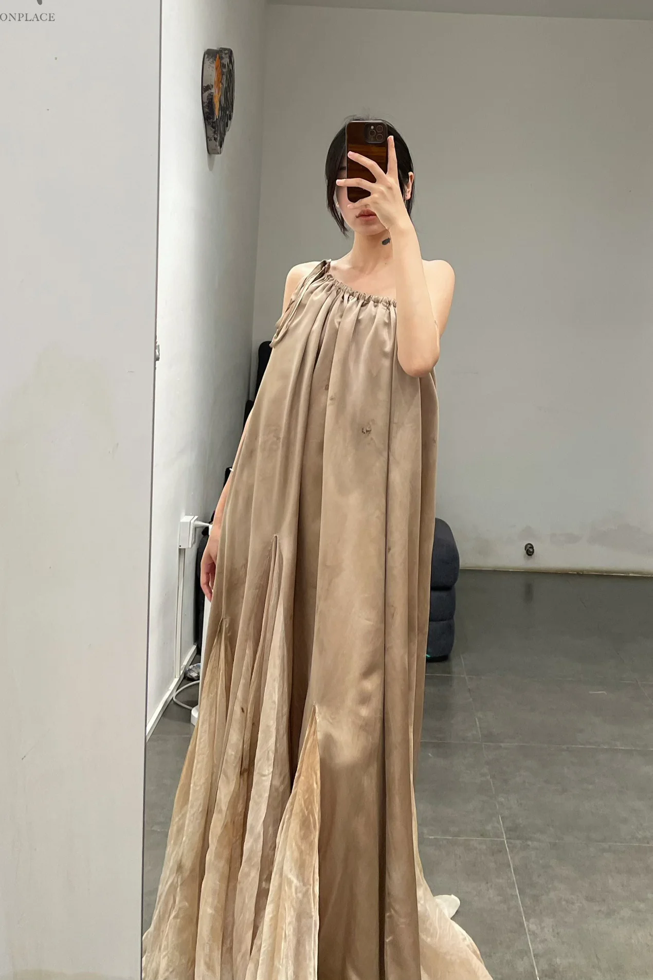 Mutedance 24 Spring/Summer One-shoulder Petal Dress Series MD-MD24SS19-K khaki PM139 - Image 11