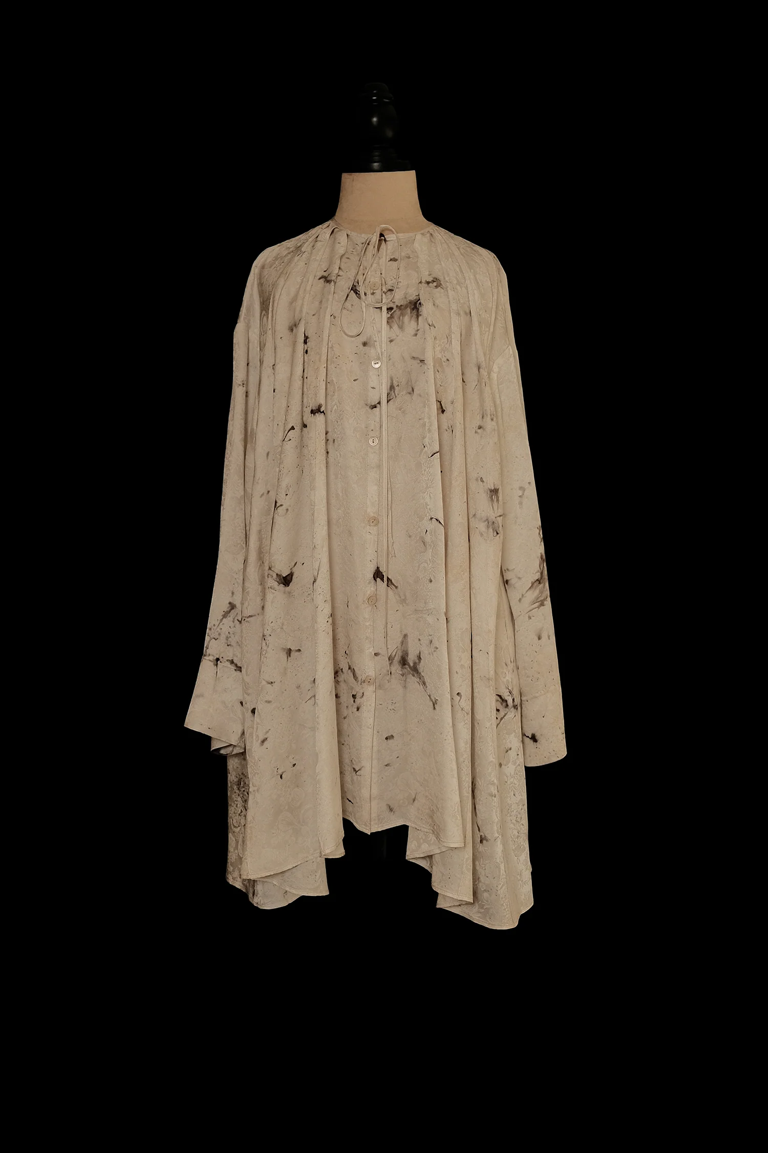 Mutedance 25 Autumn and Winter Round Neck Long Sleeve Loose Top Shirt Flower Dye MD-MD25FW130-hoary (MD25FW128) - Image 8