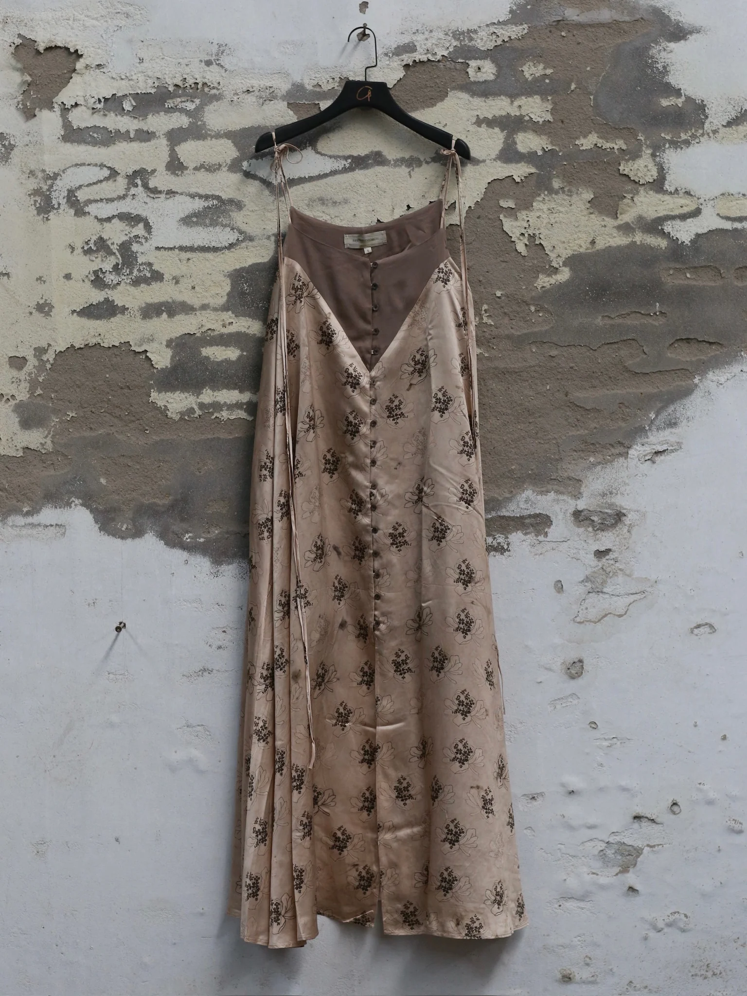 Mutedance 25 Autumn and Winter Splicing Suspender Dress Flower Dye MD-MD25FW118-khaki - Image 6