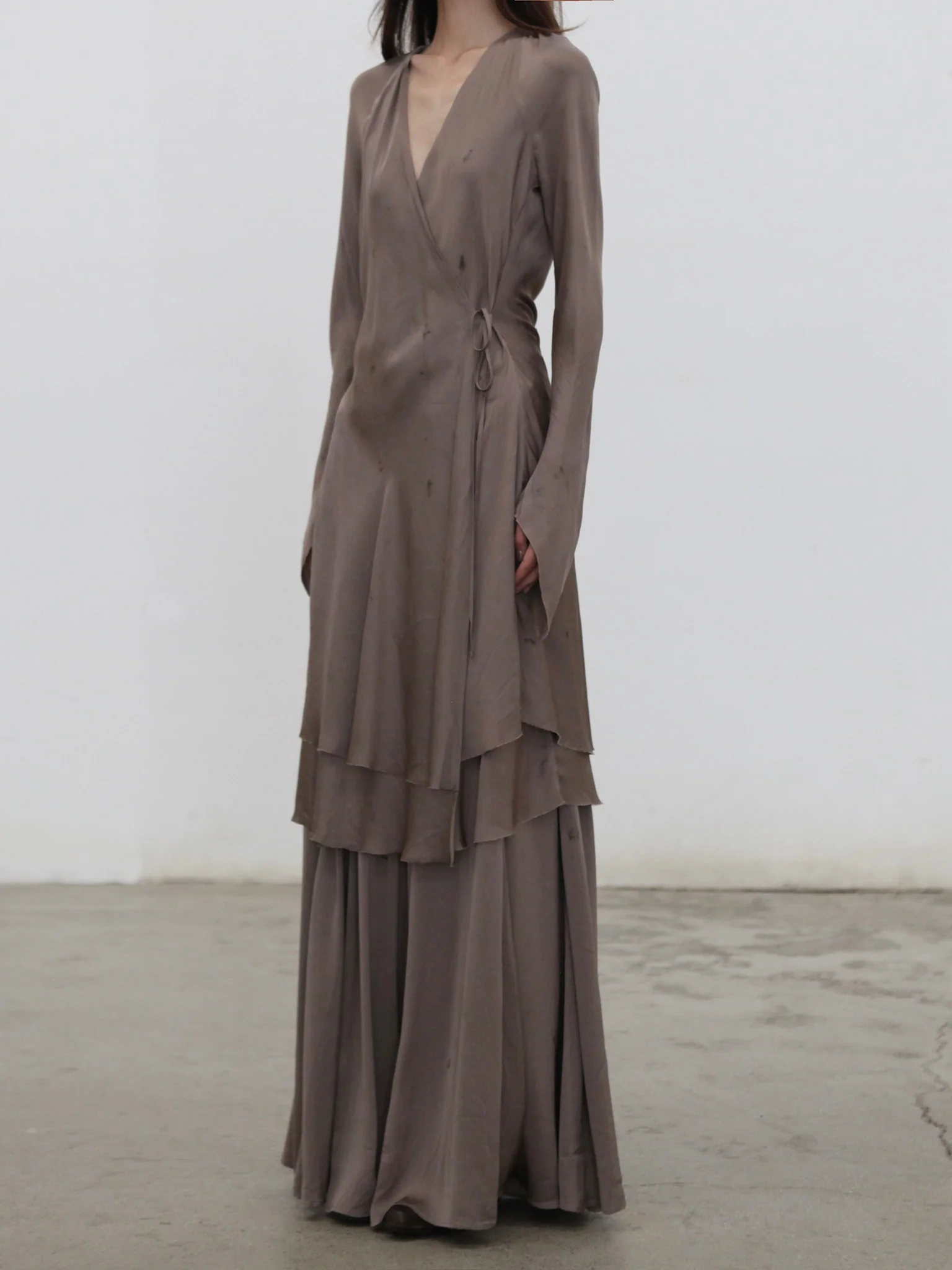 Mutedance 25 Autumn and Winter V-neck tie dress MD-MD25FW34-purple - Image 5