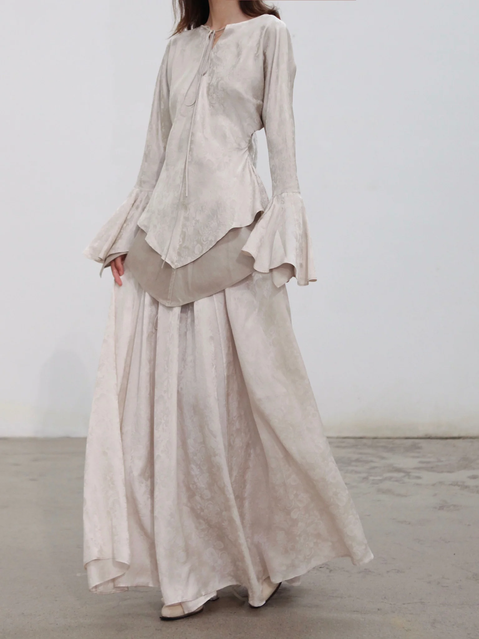 Mutedance 25 autumn and winter waist shirt hand-dyed MD-MD25FW49-beige - Image 3