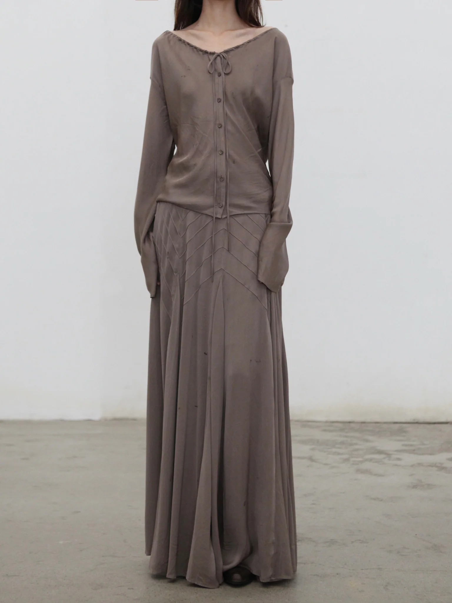 Mutedance 25 Autumn/Winter Button-Down Drawstring Shirt Top Collection Handmade Classic MD-MD25FW82-sand (MD25FW35) - Image 4