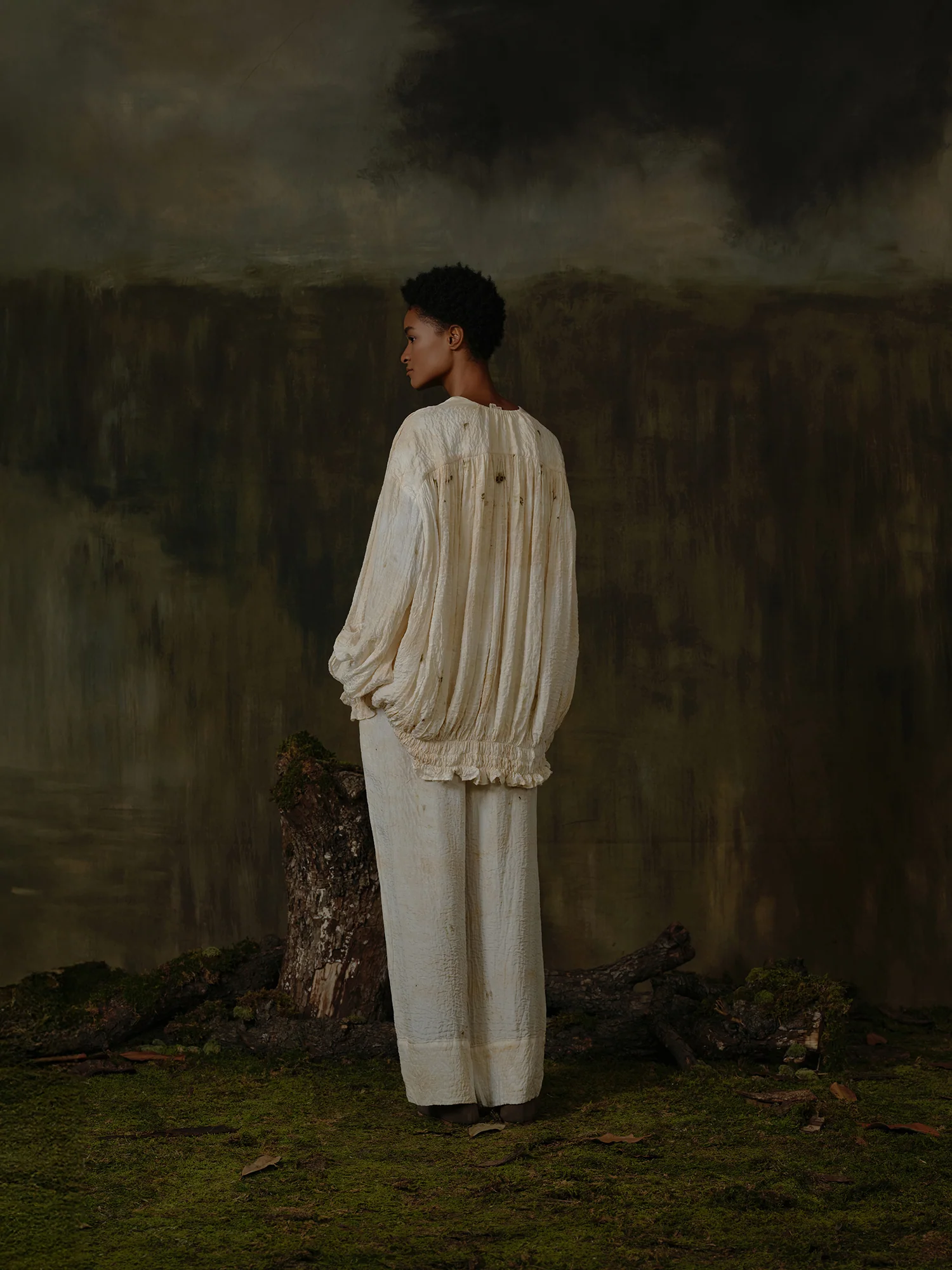 Mutedance 25 Autumn/Winter Drawstring V-Neck Shirt Hand-dyed Classic MD-MD25FW48-nude (MD25FW47) - Image 10