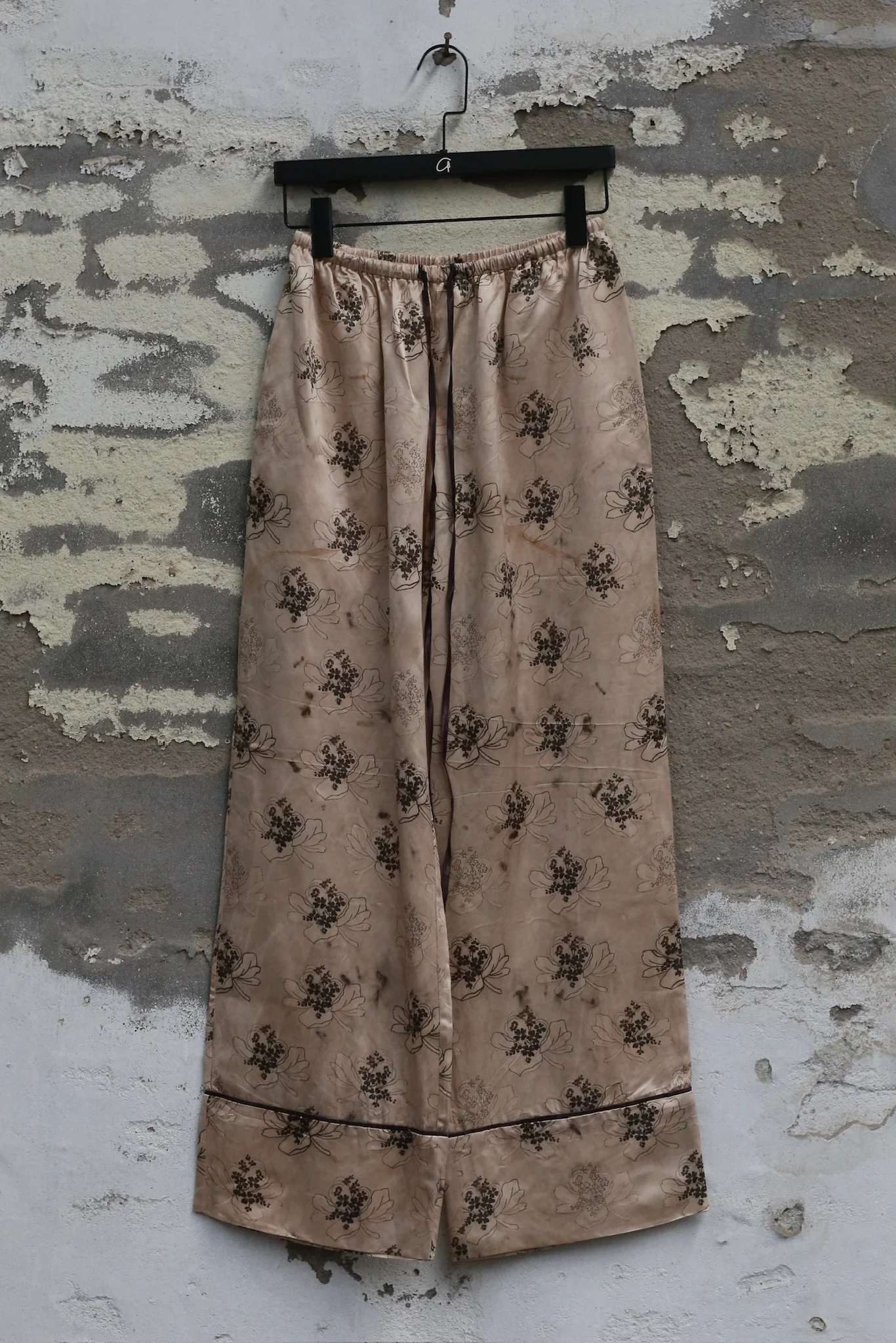 Mutedance 25 Autumn/Winter Elastic Waist Drawstring Loose Casual Pants Flower Dye MD-MD25FW80-khaki (MD25FW77)
