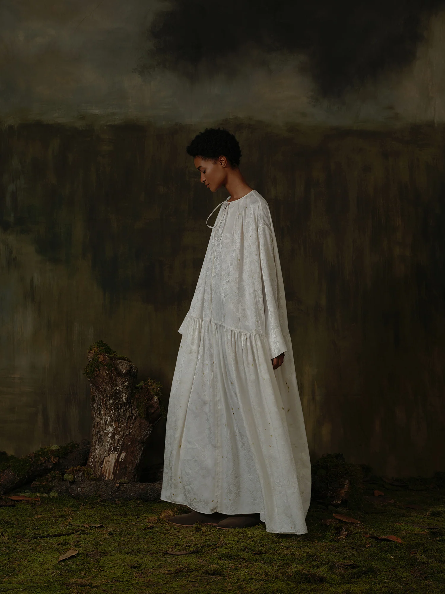 Mutedance 25 Autumn/Winter Flower Dye Long Dress MD-MD25FW136-nude - Image 12