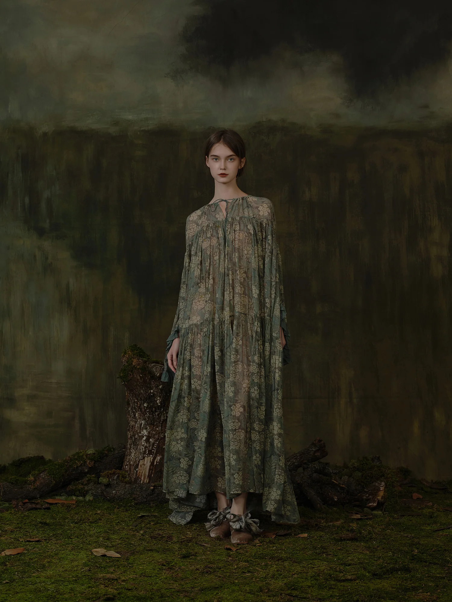 Mutedance 25 Autumn/Winter Hand-dyed Long Lace Cuff Dress MD-MD25FW114-green - Image 10
