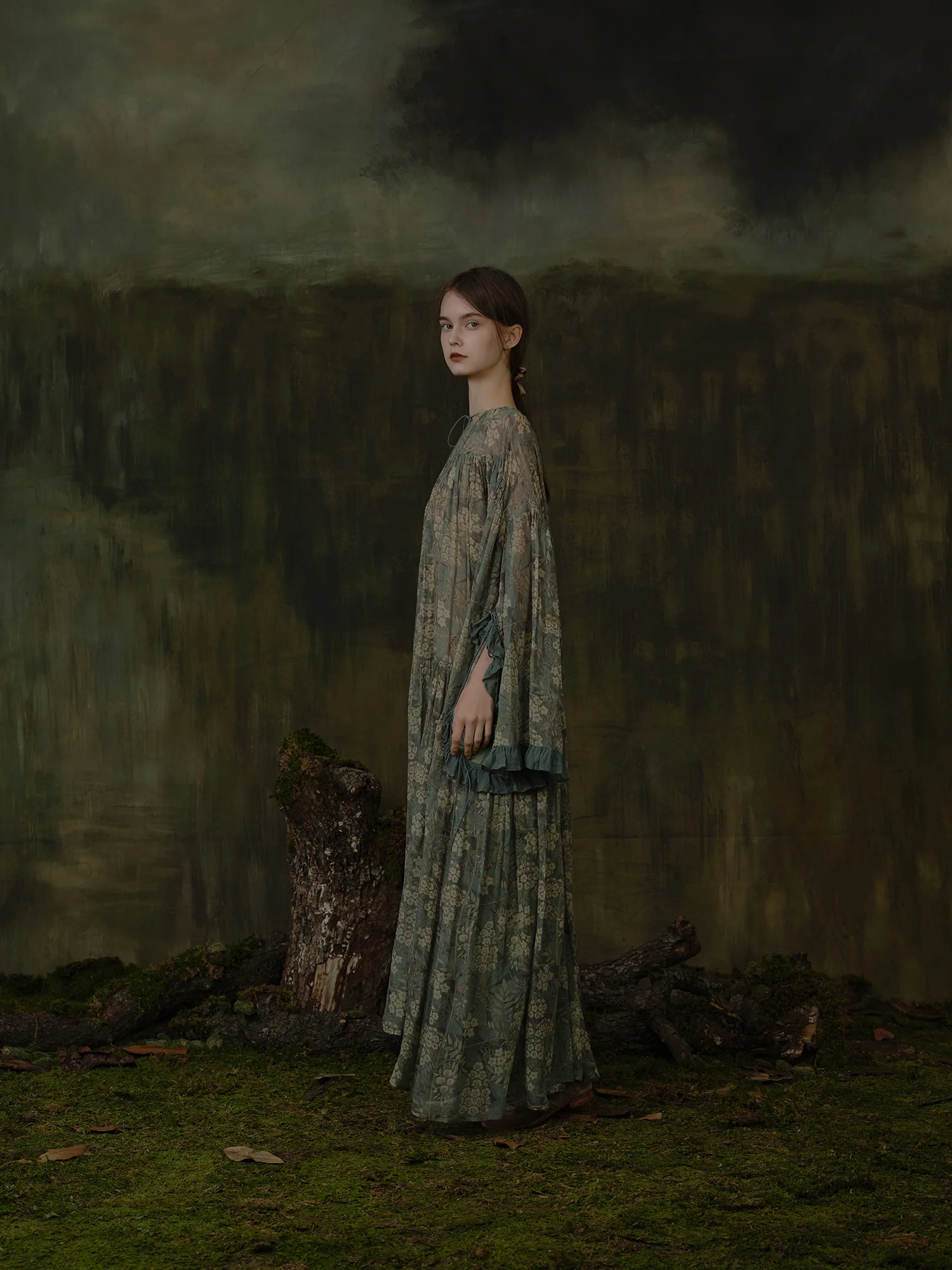 Mutedance 25 Autumn/Winter Hand-dyed Long Lace Cuff Dress MD-MD25FW114-green - Image 11