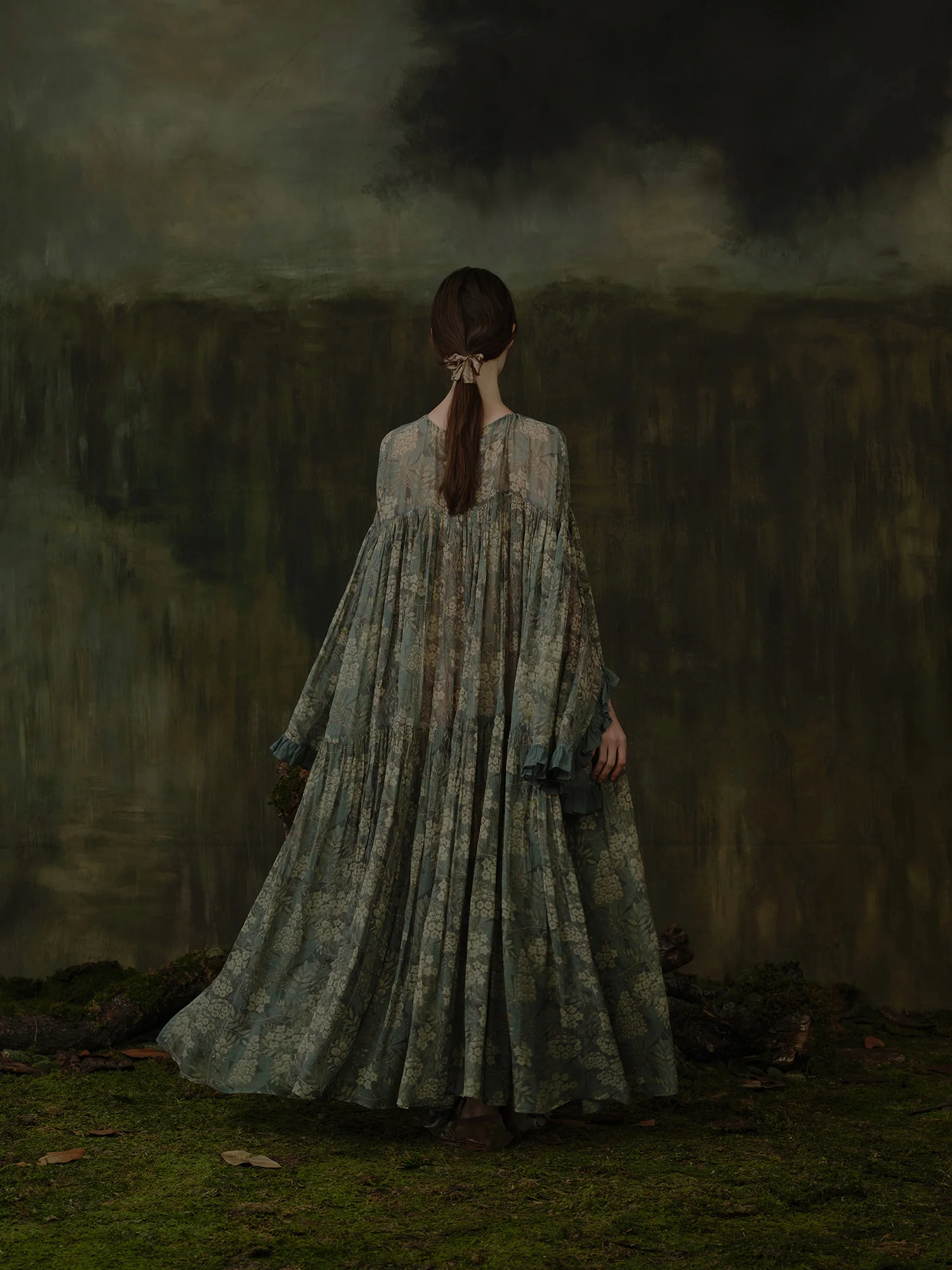 Mutedance 25 Autumn/Winter Hand-dyed Long Lace Cuff Dress MD-MD25FW114-green - Image 12