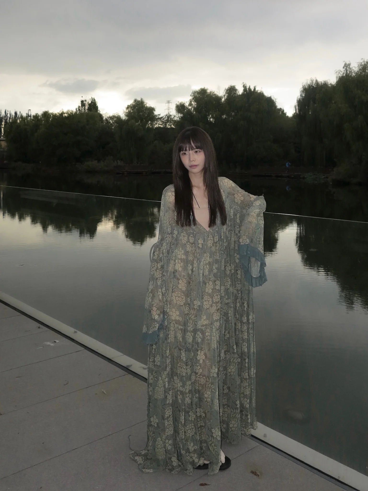 Mutedance 25 Autumn/Winter Hand-dyed Long Lace Cuff Dress MD-MD25FW114-green - Image 14