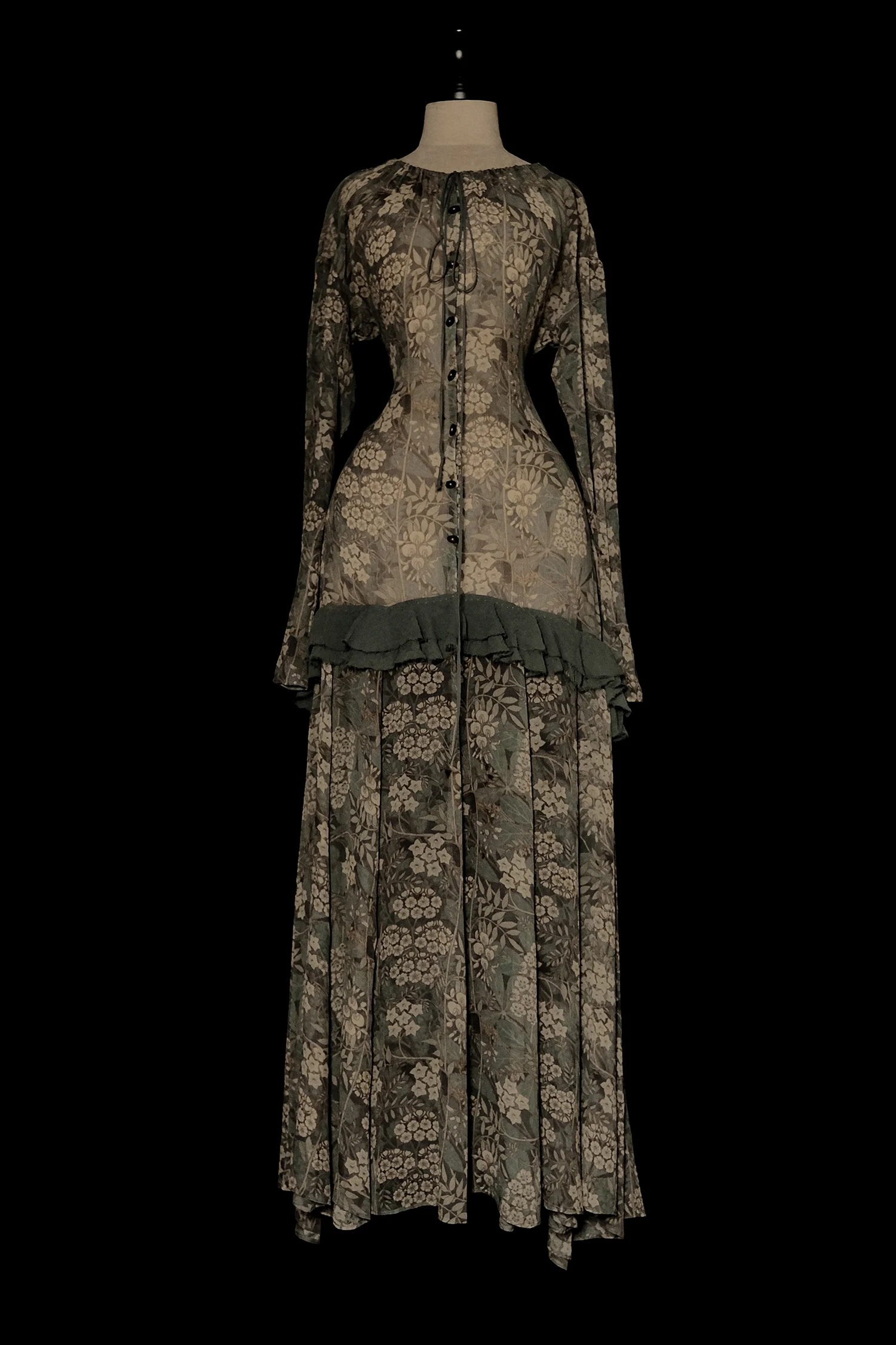 Mutedance 25 Autumn/Winter Printed Long Sleeve Dress MD-MD25FW27-green (MD25FW26) - Image 5