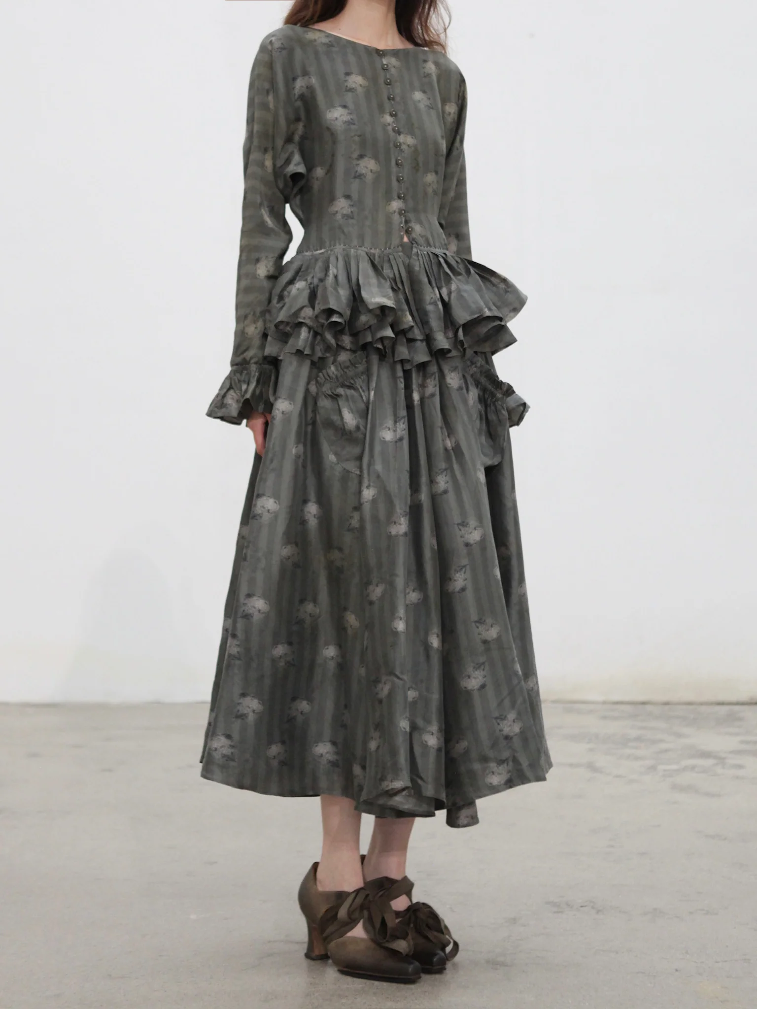 Mutedance 25 Autumn/Winter Round Neck Top Skirt Plant Dye Highly Handmade MD-MD25FW66-dark green (MD25FW65) - Image 3