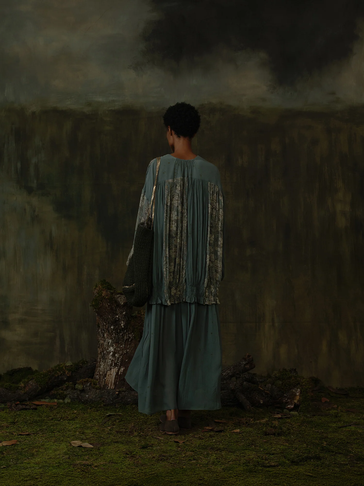 Mutedance 25 Autumn/Winter V-neck silk dress MD-MD25FW31-green (MD25FW30) - Image 10