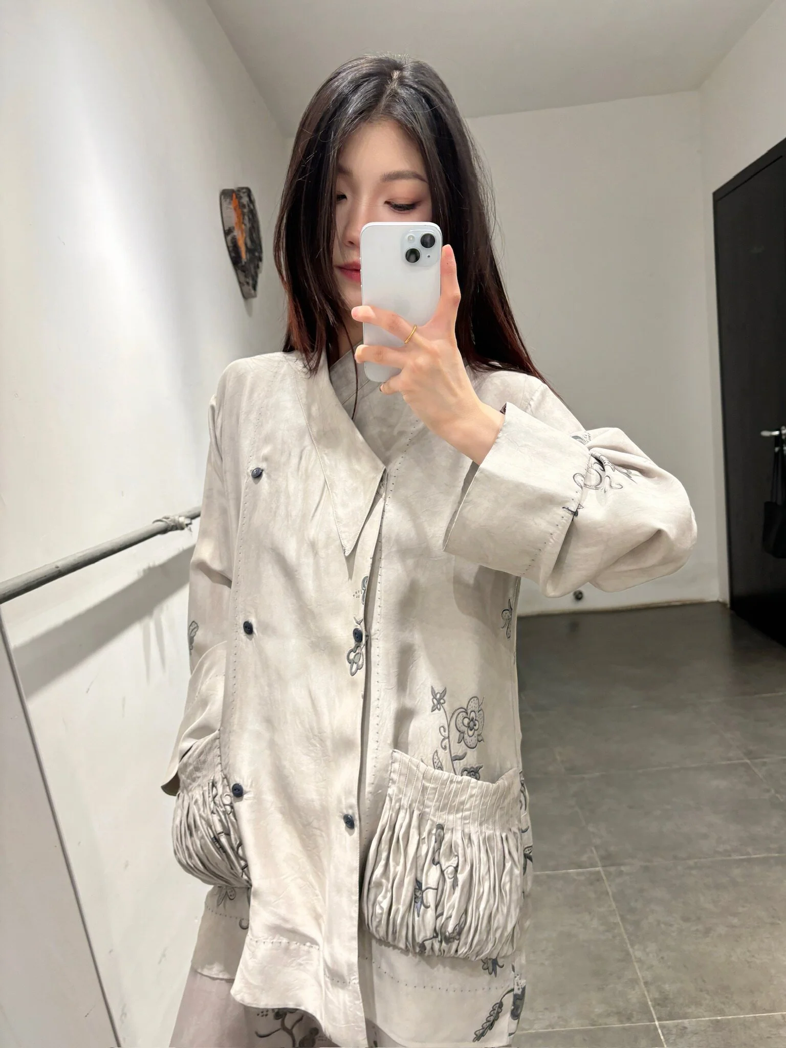 Mutedance 25 Spring/Summer Big Pocket Slant-Breasted Top MD-MD25SS72-GREY MD25SS71 - Image 11