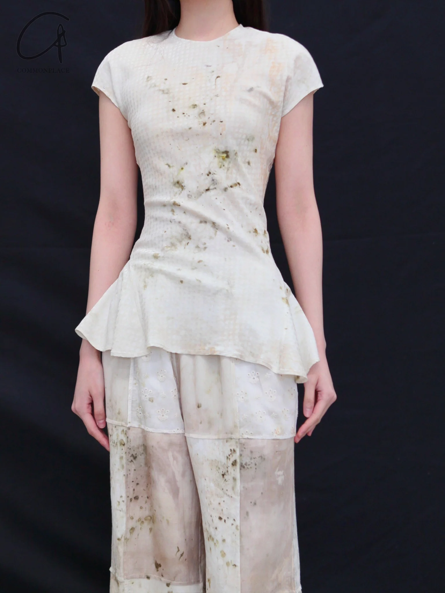 Mutedance 25 Spring/Summer Flower-dyed Short-sleeved Tunic Top MD-MD25SS10-hoary MD25SS09 - Image 3