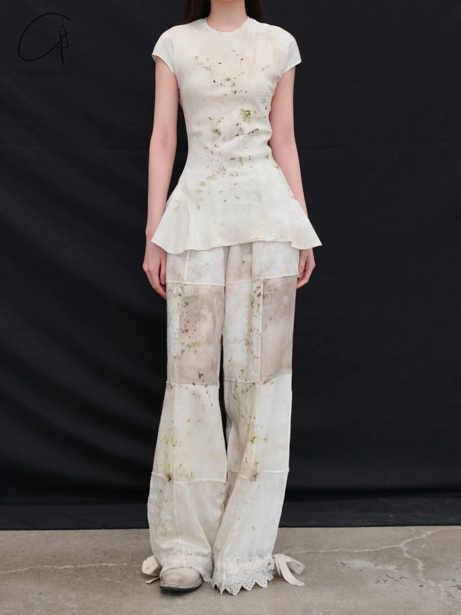 Mutedance 25 Spring/Summer Flower-dyed Short-sleeved Tunic Top MD-MD25SS10-hoary MD25SS09 - Image 6