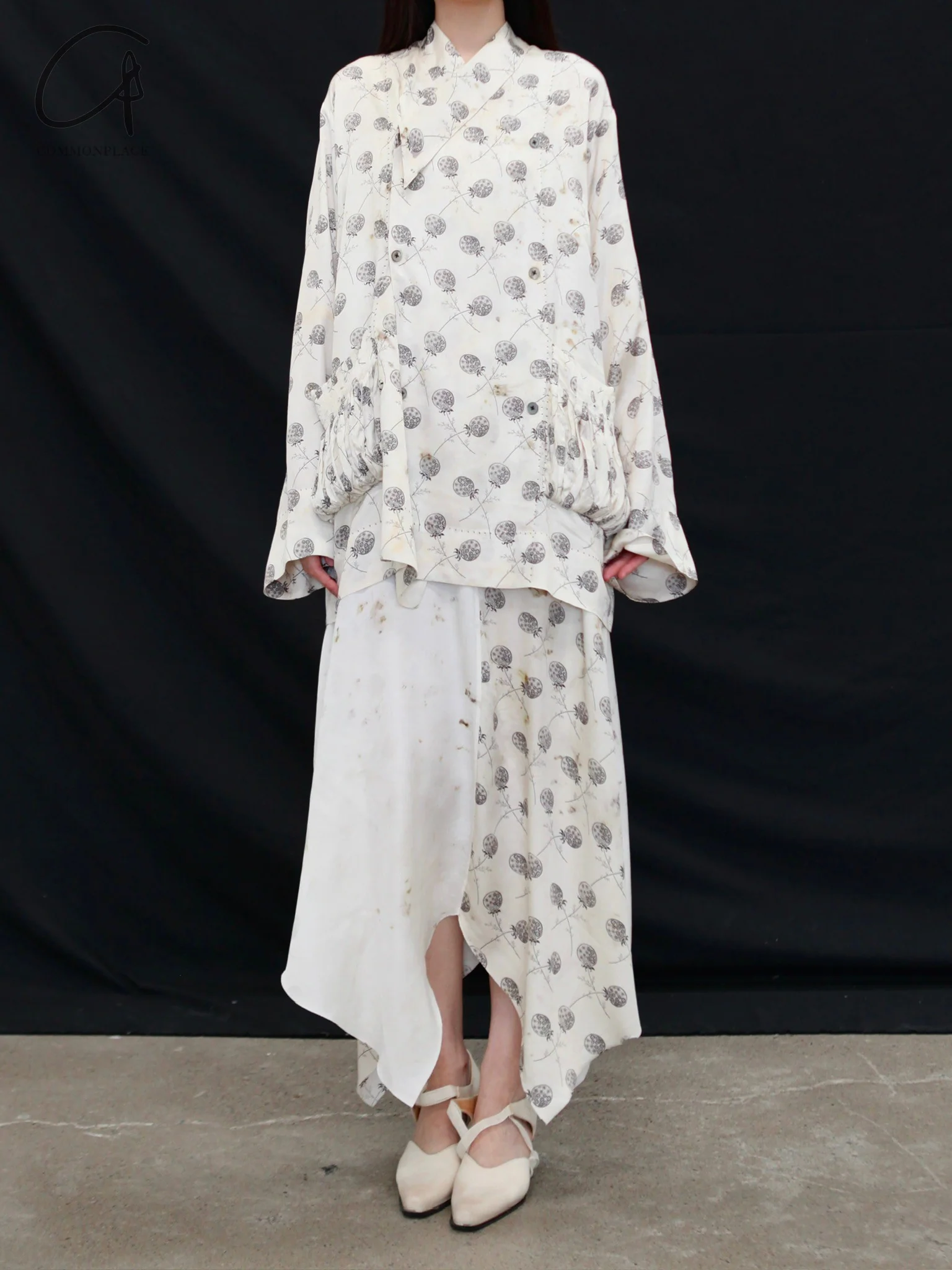 Mutedance 25 Spring/Summer Linen/Silk Printed Long Skirt MD-MD25SS117-HOARY MD25SS113 - Image 16