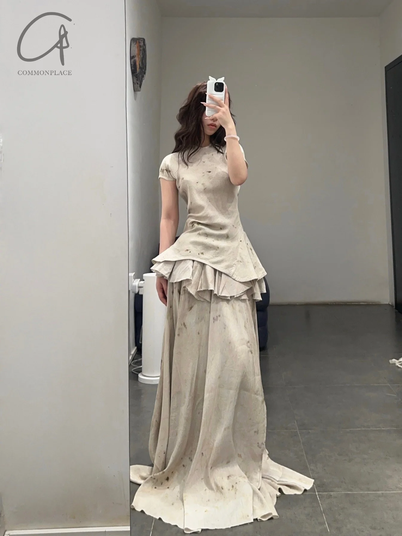 Mutedance 25 Spring/Summer Ruffled Floral Skirt MD-MD25SS108-LINEN - Image 11