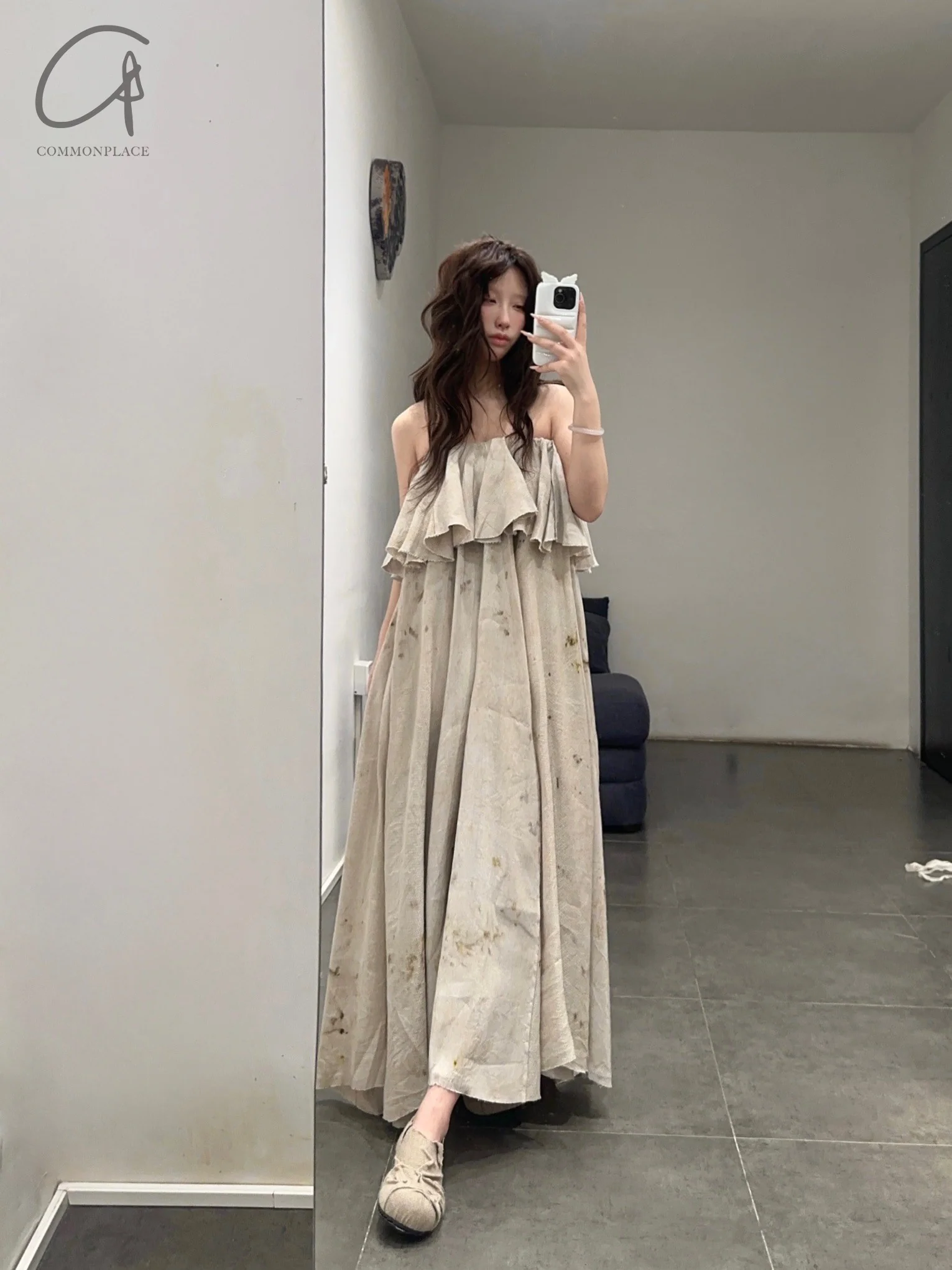 Mutedance 25 Spring/Summer Ruffled Floral Skirt MD-MD25SS108-LINEN - Image 13