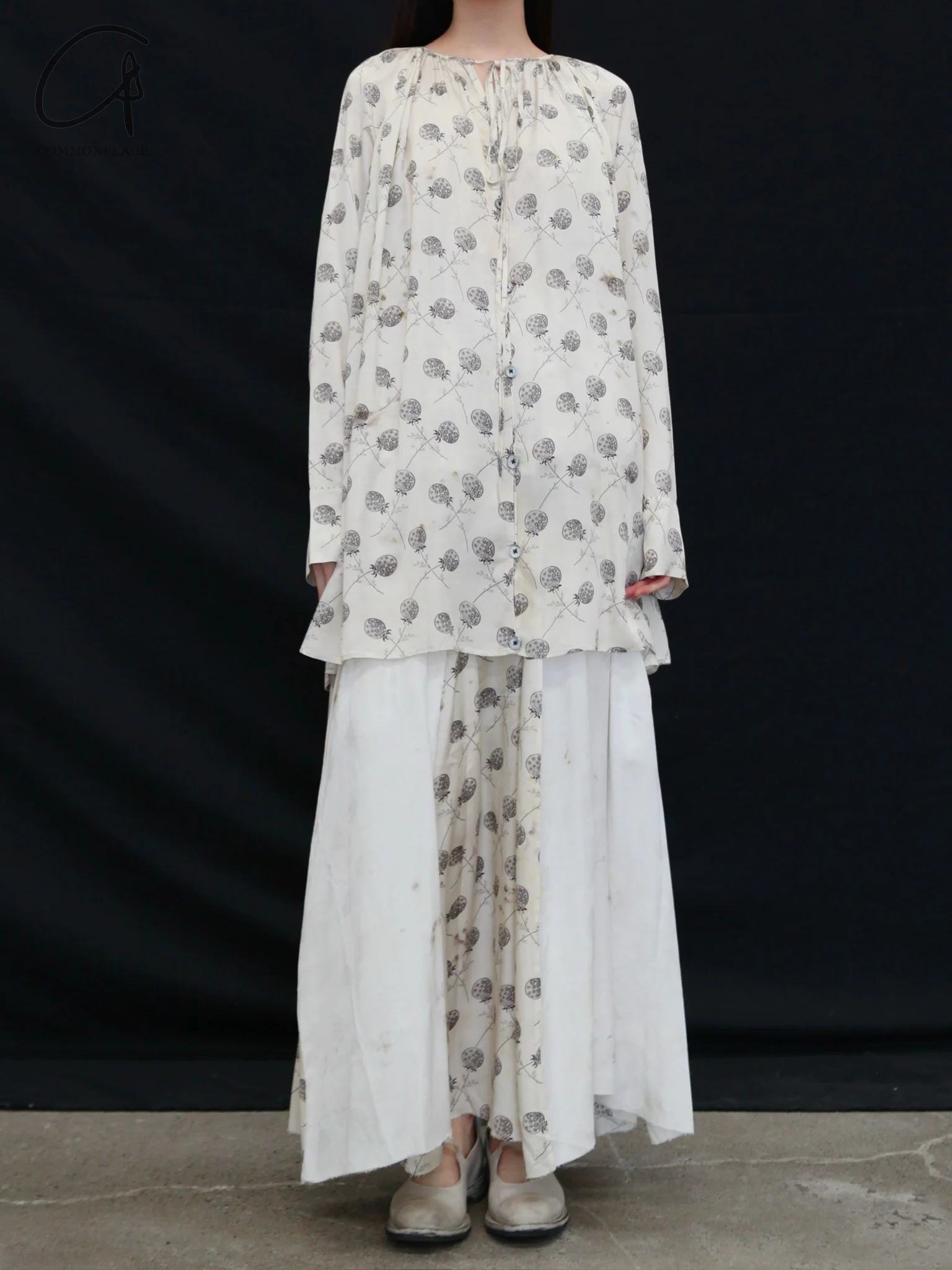 Mutedance 25 Spring/Summer Silk Crew Neck Blouse MD-MD25SS129-HOARY - Image 3