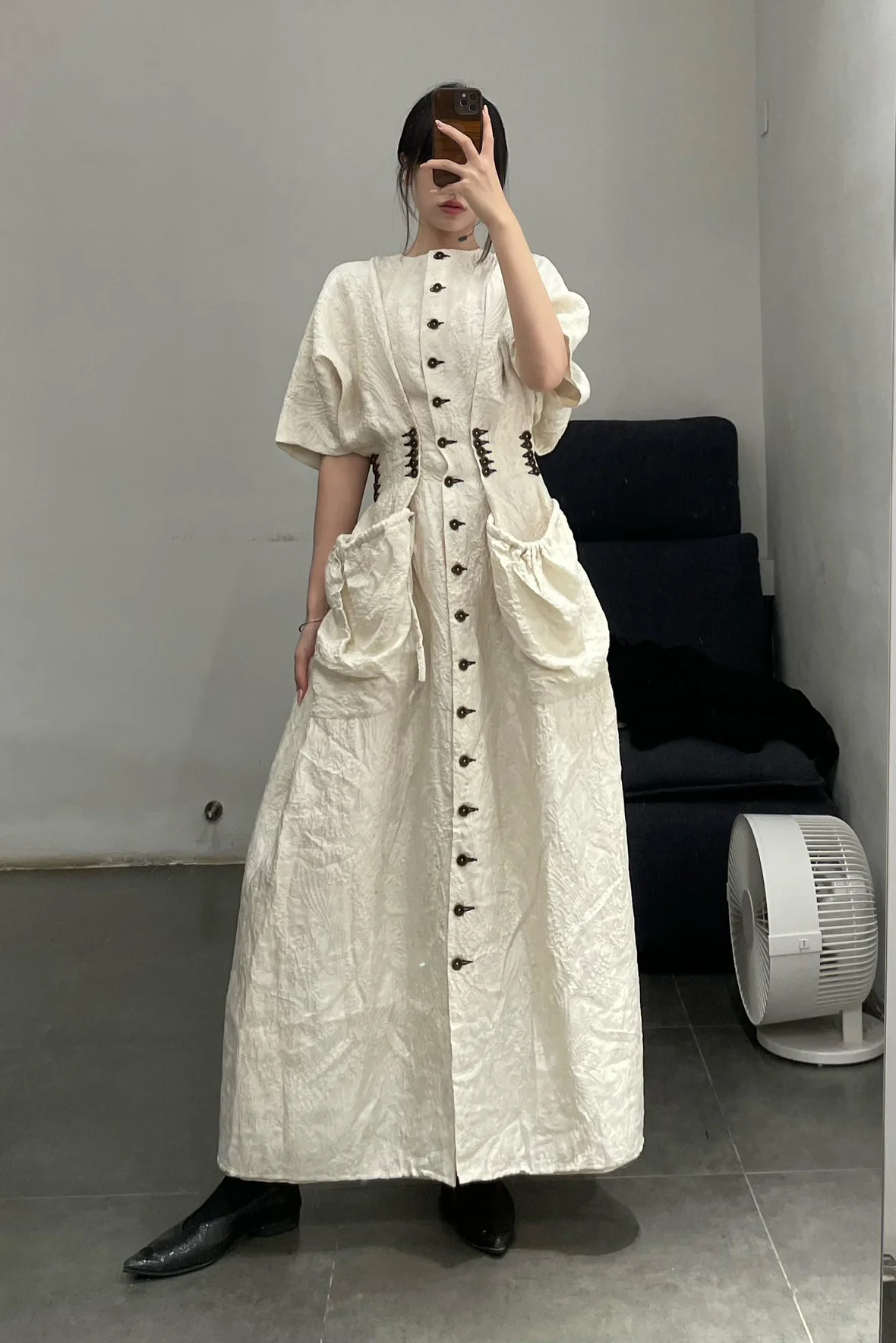 Mutedance Button Waist Dress Collection MD-MD23FW43-LUO Nude PM103 - Image 13