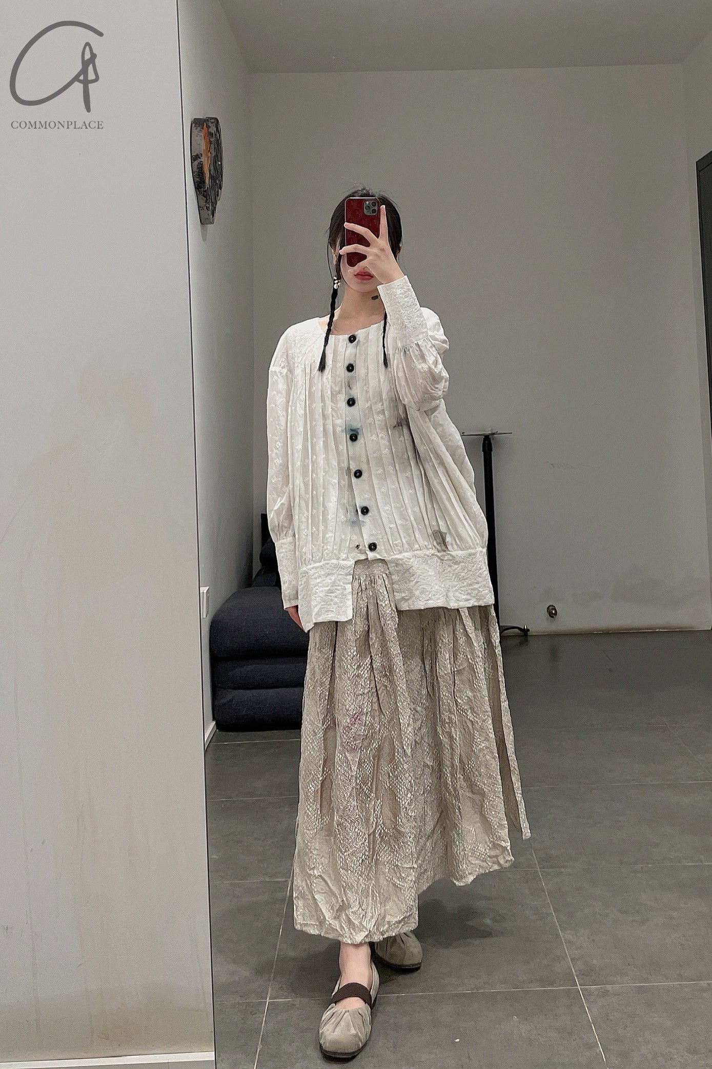 MUTEDANCE Crinkled Embroidered Shirt MD22SS69 Off-White - Image 18