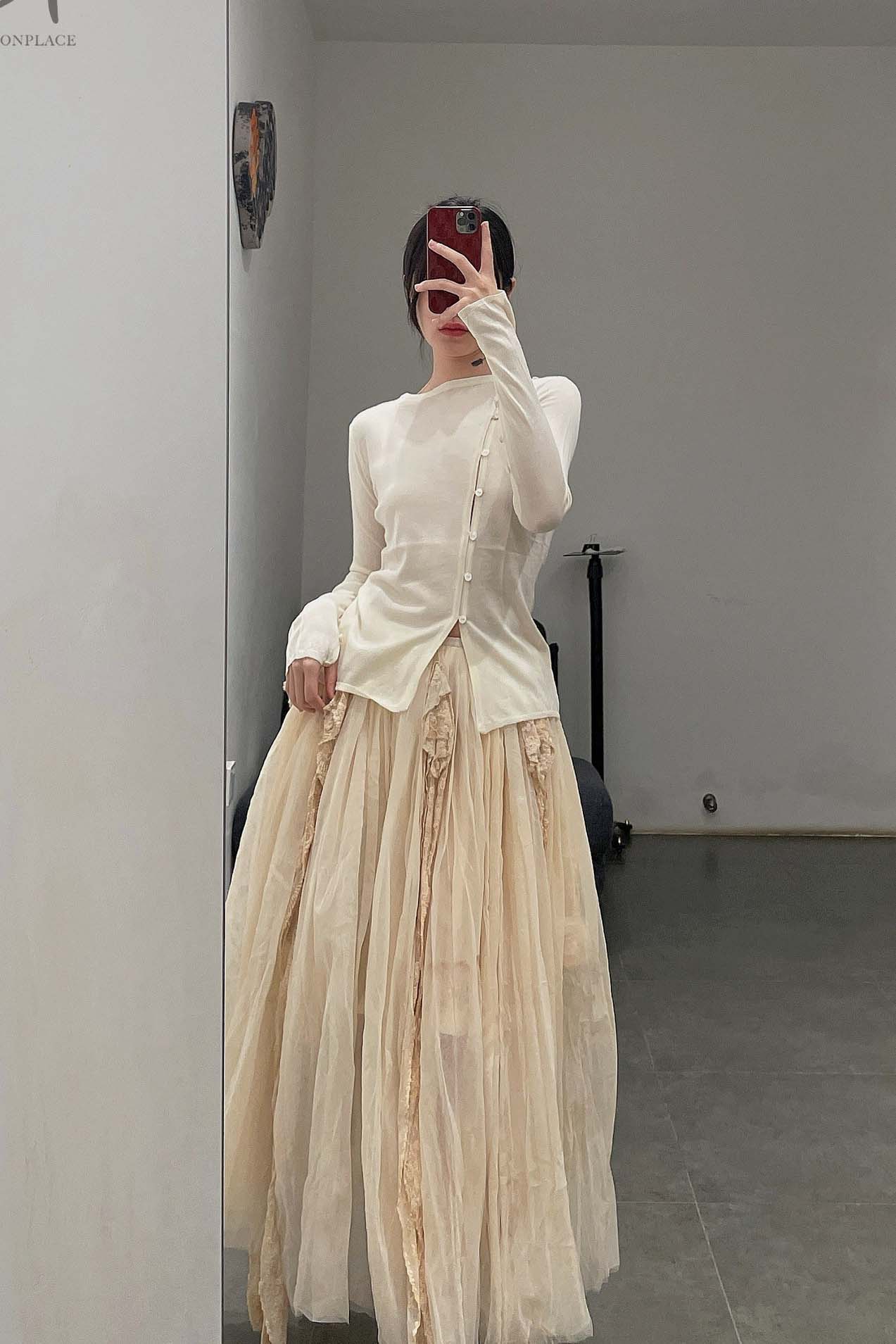 MUTEDANCE Double layer silk lace skirt MD21SS51 - Image 32