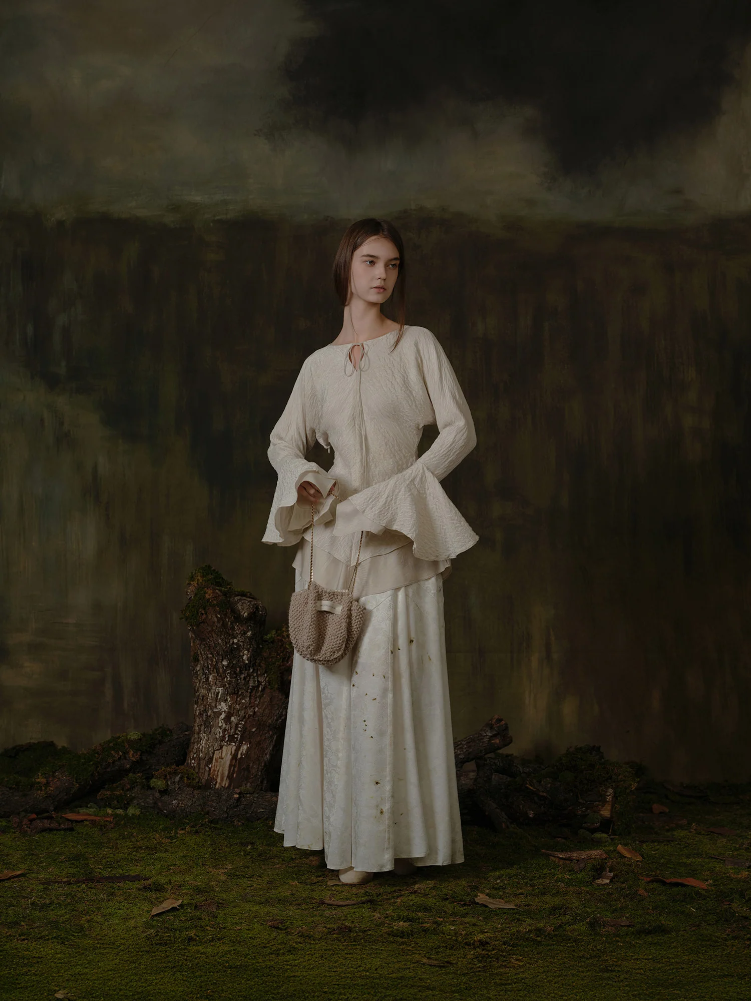 Mutedance Fall/Winter 2025 Belt-up Shirt, Hand-dyed Floral Pattern, MD-MD25FW50-BEIGE (MD25FW49) - Image 6