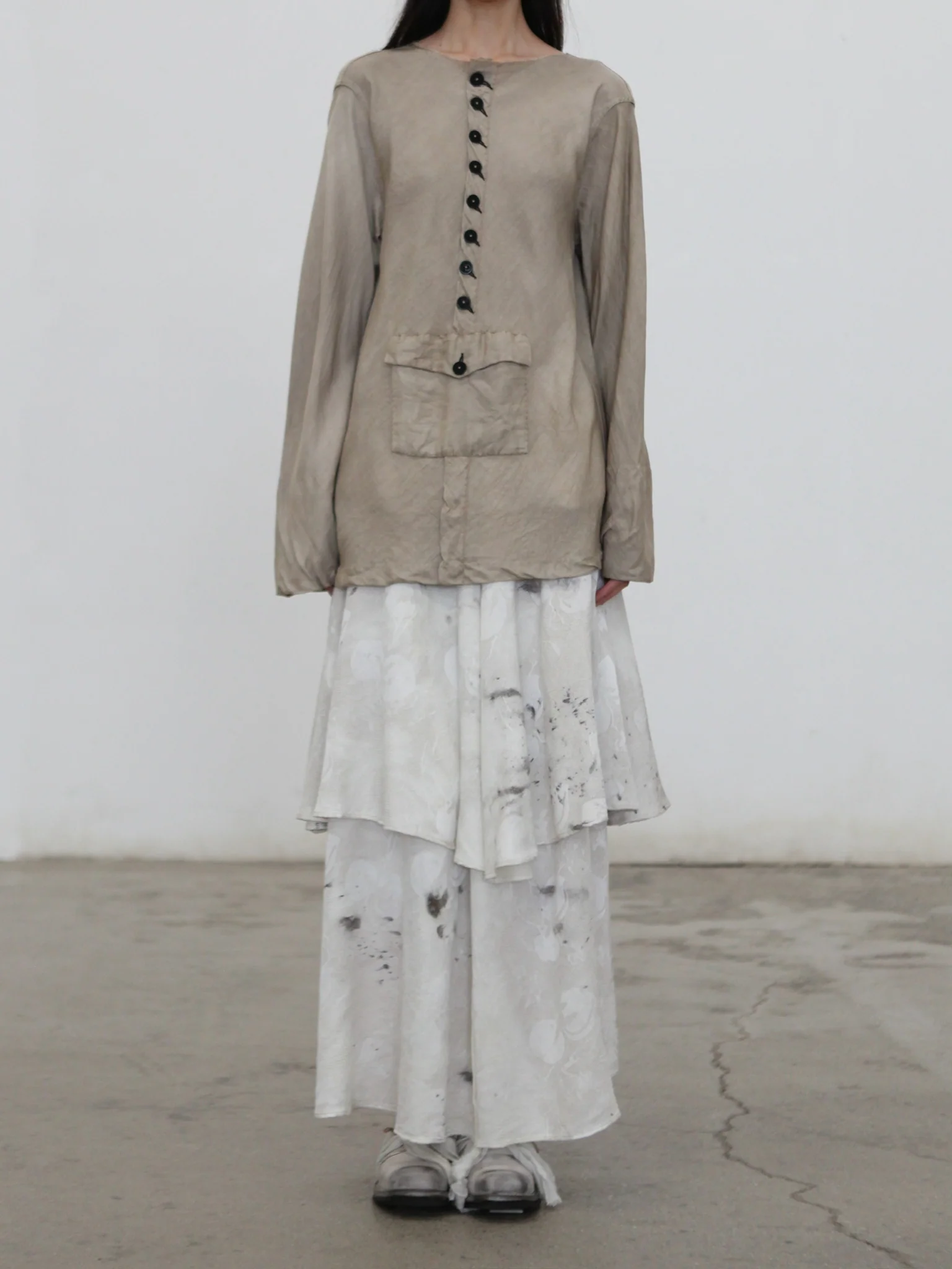 Mutedance Fall/Winter 2025 Double-Layer Large Pocket Midi Skirt, Plant Dyed, High-Quality Handmade, MD-MD25FW63-nude (MD25FW61) - Image 6