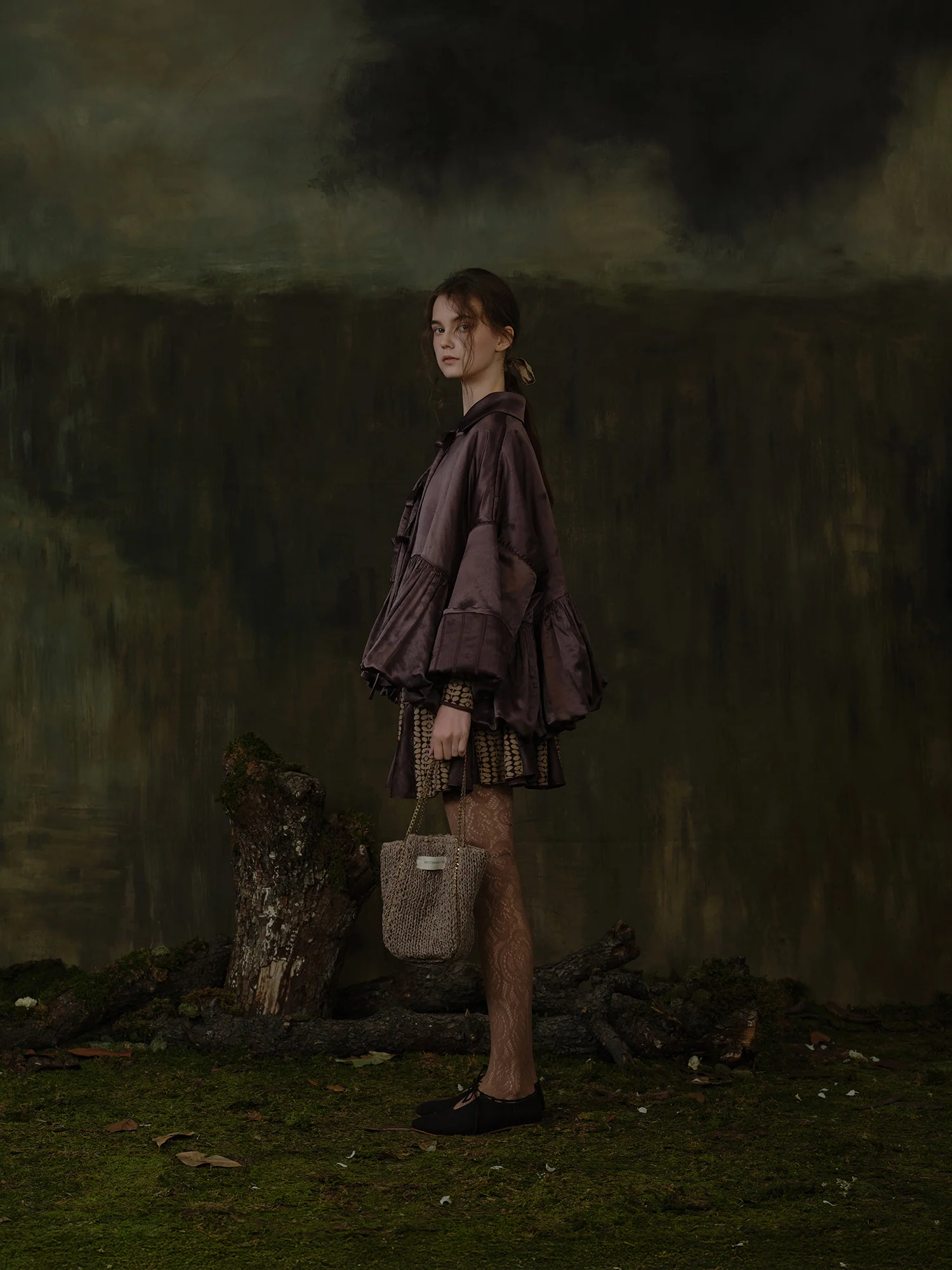 Mutedance Fall/Winter 2025 Floral Coat, Plant Dye MD-MD25FW133-purple - Image 7