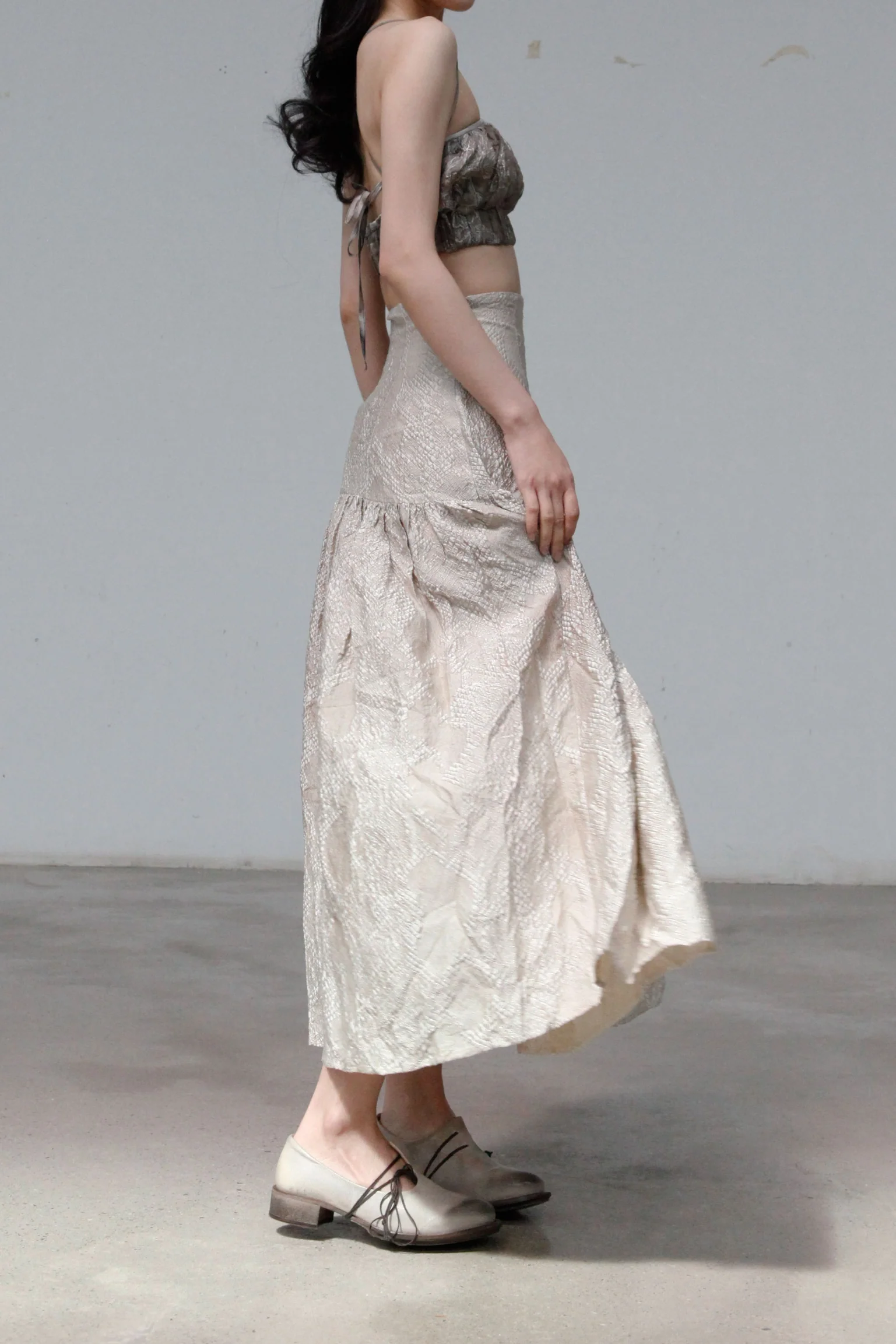 MUTEDANCE Grey Silk Skirt MD22SS63 Grey PM37 - Image 12