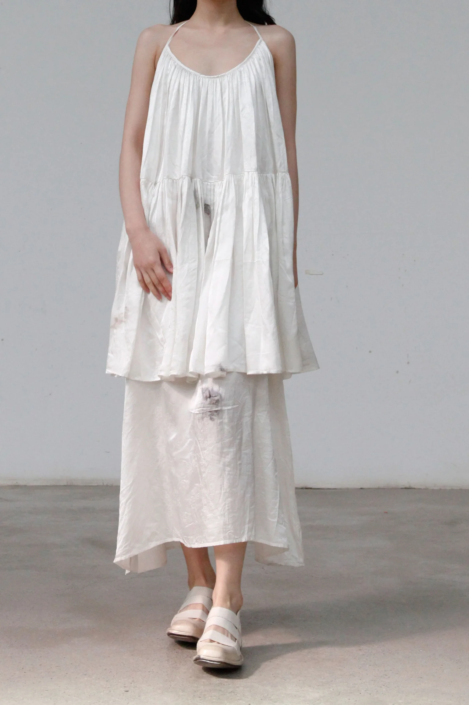 MUTEDANCE halterneck open-back double layer silk skirt MD22SS36 PM30