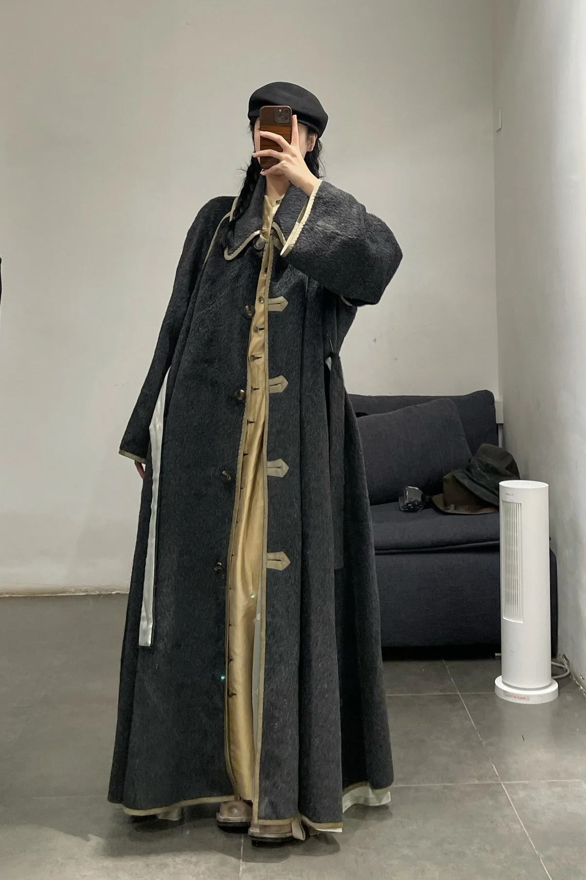 MUTEDANCE long coat with tie belt MD23FW62 gray PM99 - Image 14
