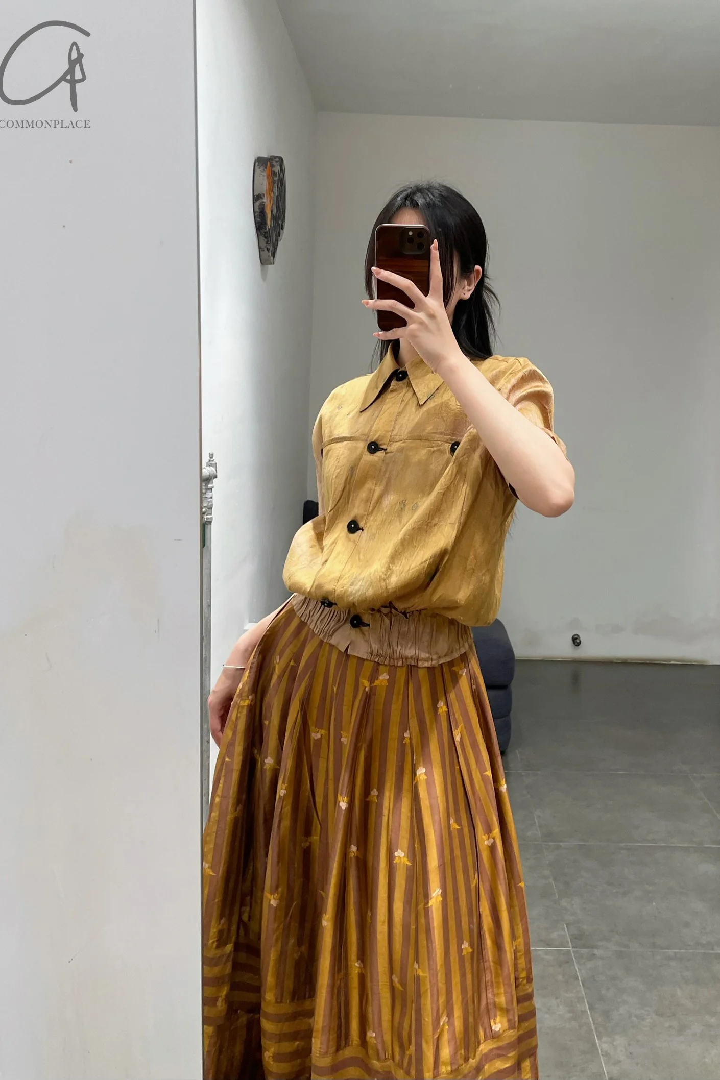 Mutedance Silk Waist Short Sleeve Shirt Series MD-MD24SS67-JIN Gold PM122 - Image 12