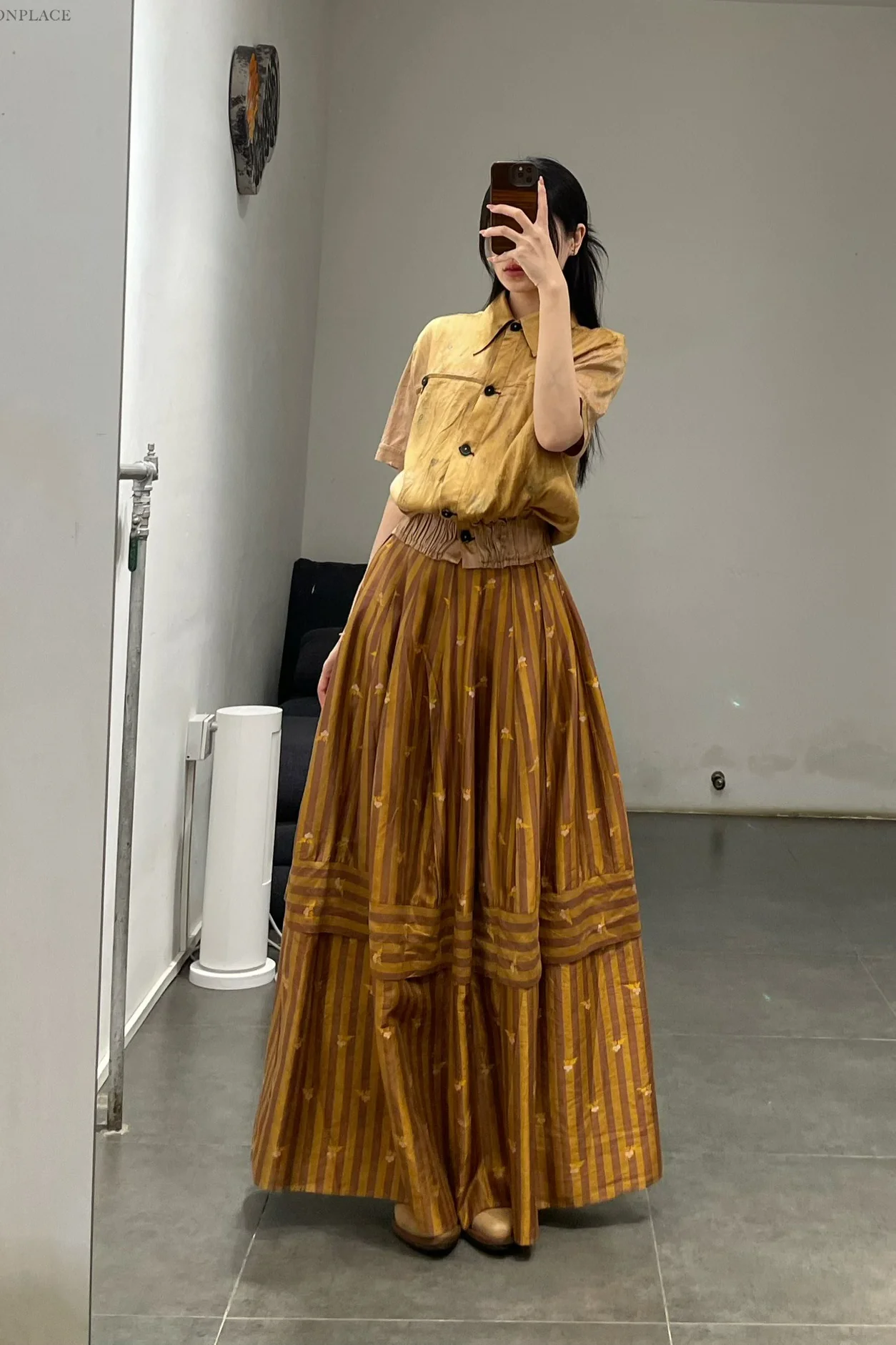 Mutedance Silk Waist Short Sleeve Shirt Series MD-MD24SS67-JIN Gold PM122 - Image 13