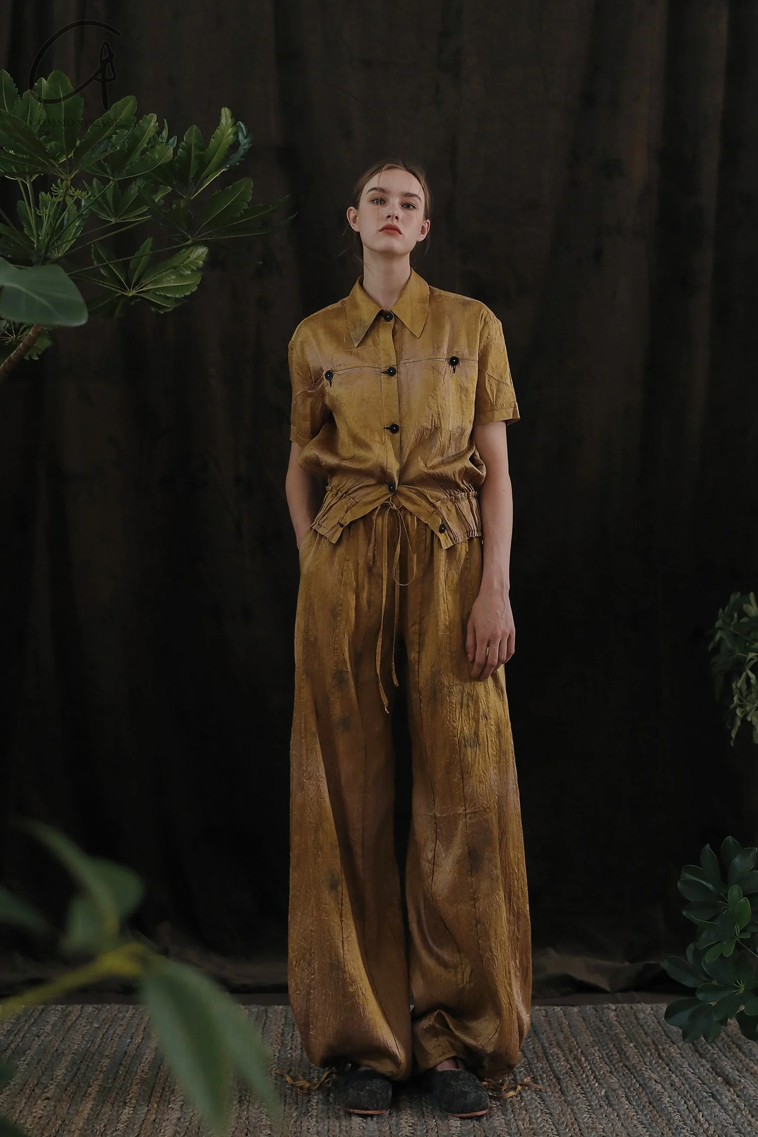 Mutedance Silk Waist Short Sleeve Shirt Series MD-MD24SS67-JIN Gold PM122 - Image 9