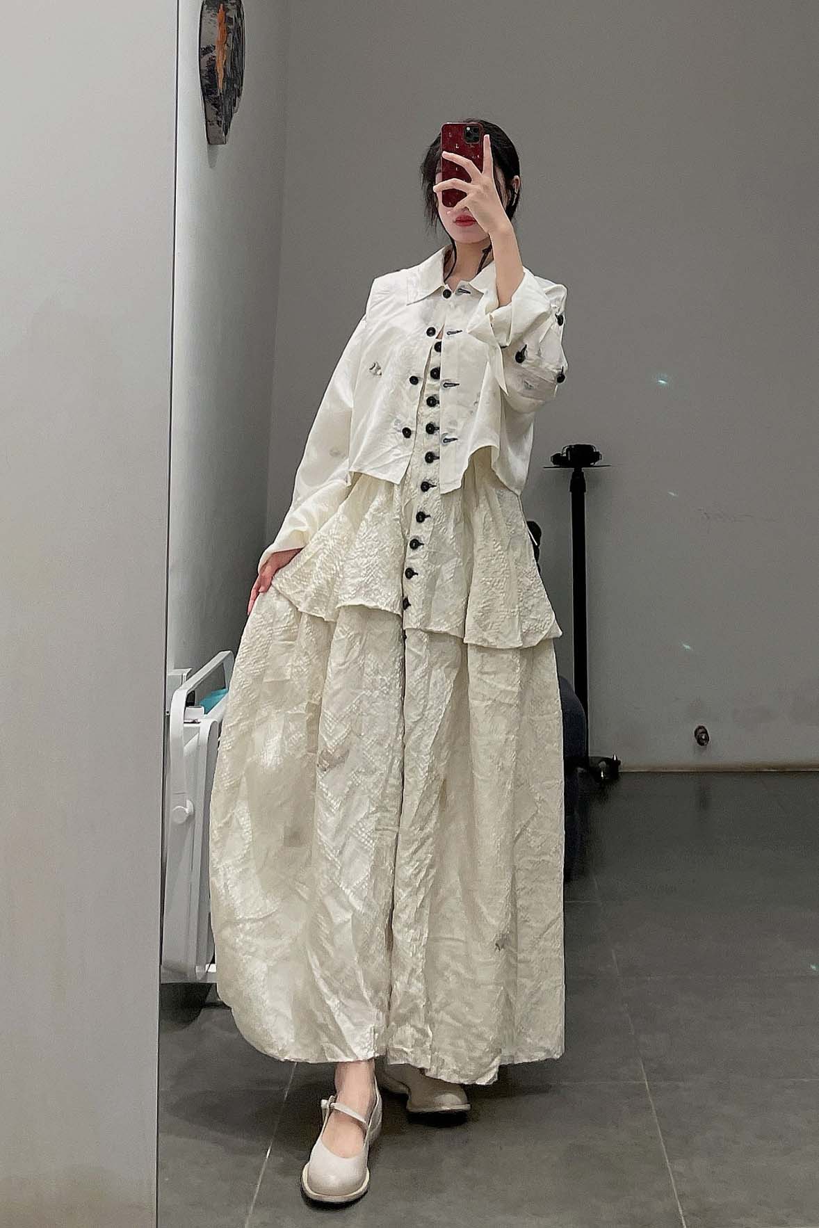 MUTEDANCE Off Shoulder Breasted Dress MD-MD22SS73-HUIBAI Off-White PM26 - Image 18