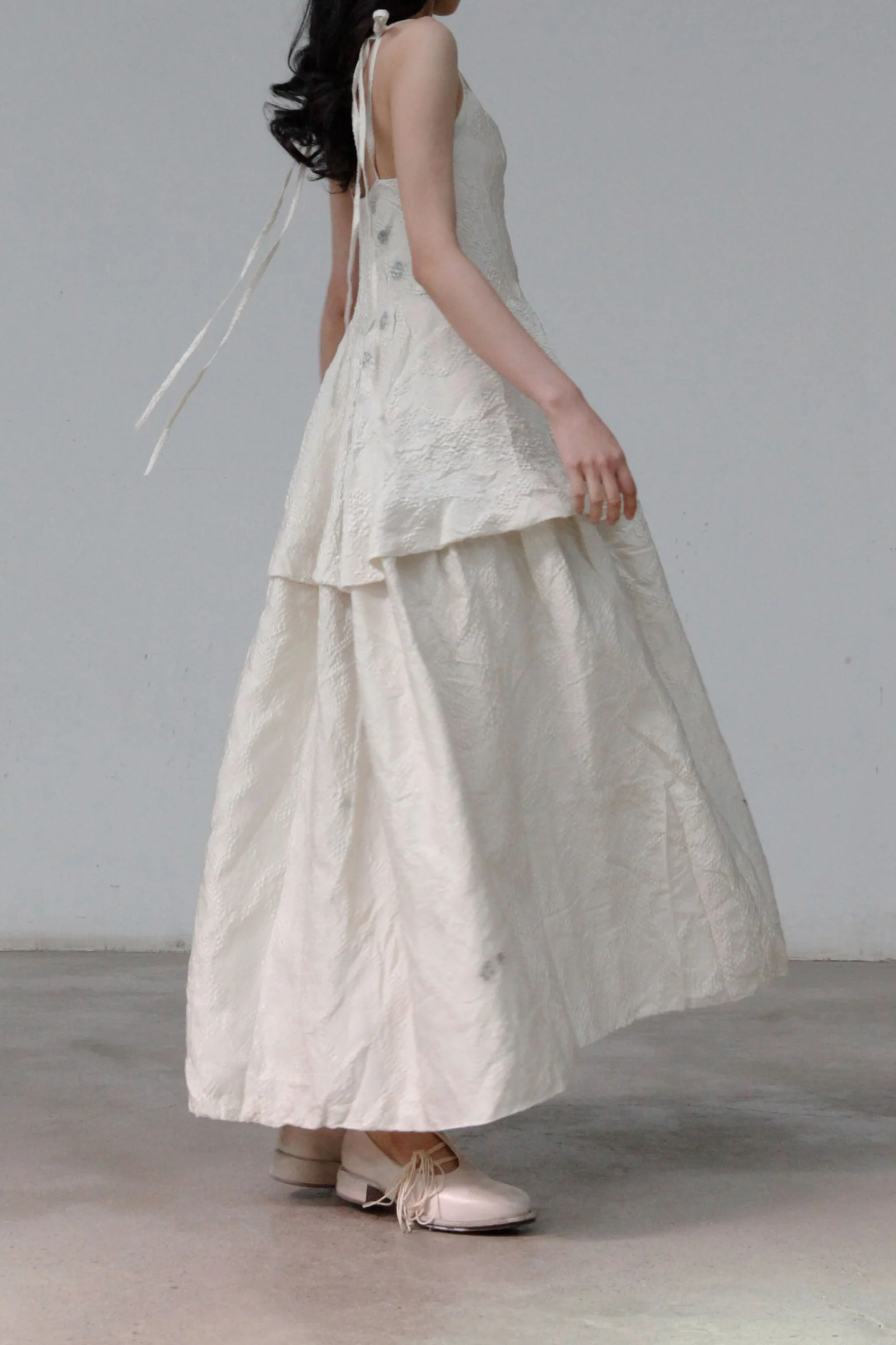 MUTEDANCE Off Shoulder Breasted Dress MD-MD22SS73-HUIBAI Off-White PM26 - Image 4